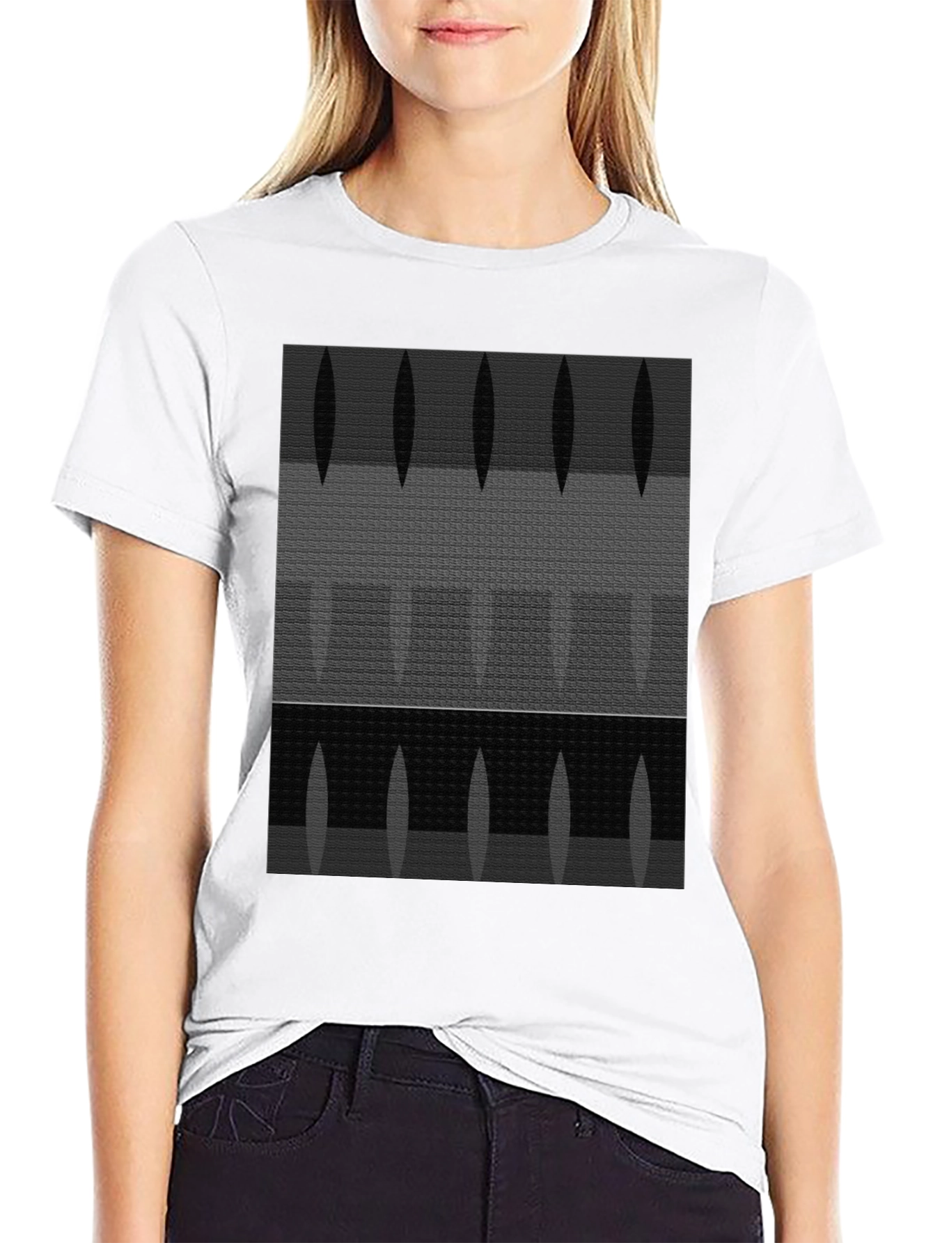 Black Abstract Pattern Graphic T-Shirt - Modern Art Tee view 9