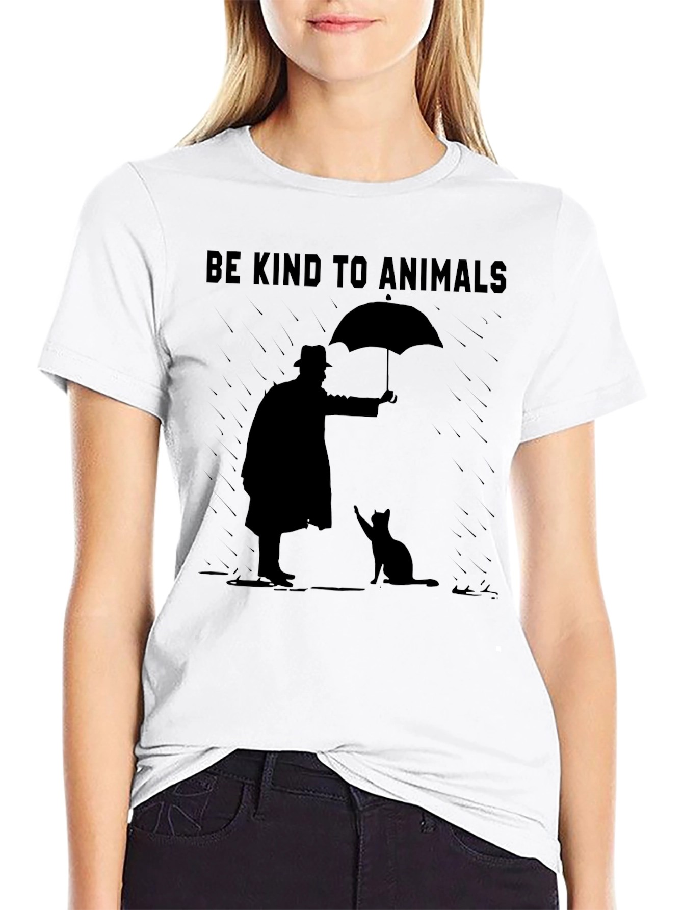 Black Be Kind to Animals Graphic Tee view 9