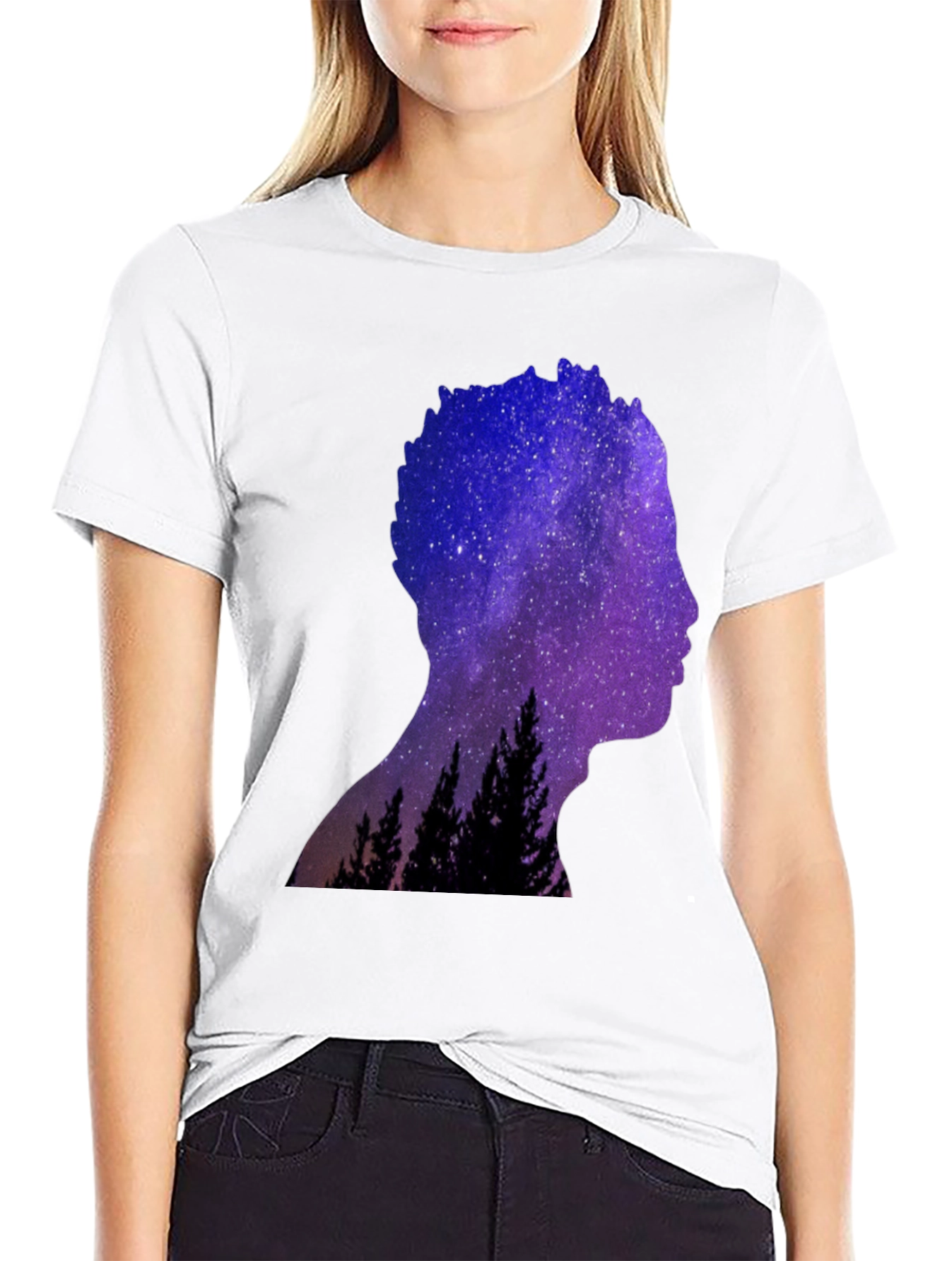 Black Galaxy Silhouette Graphic Tee - Men's Black T-Shirt view 9