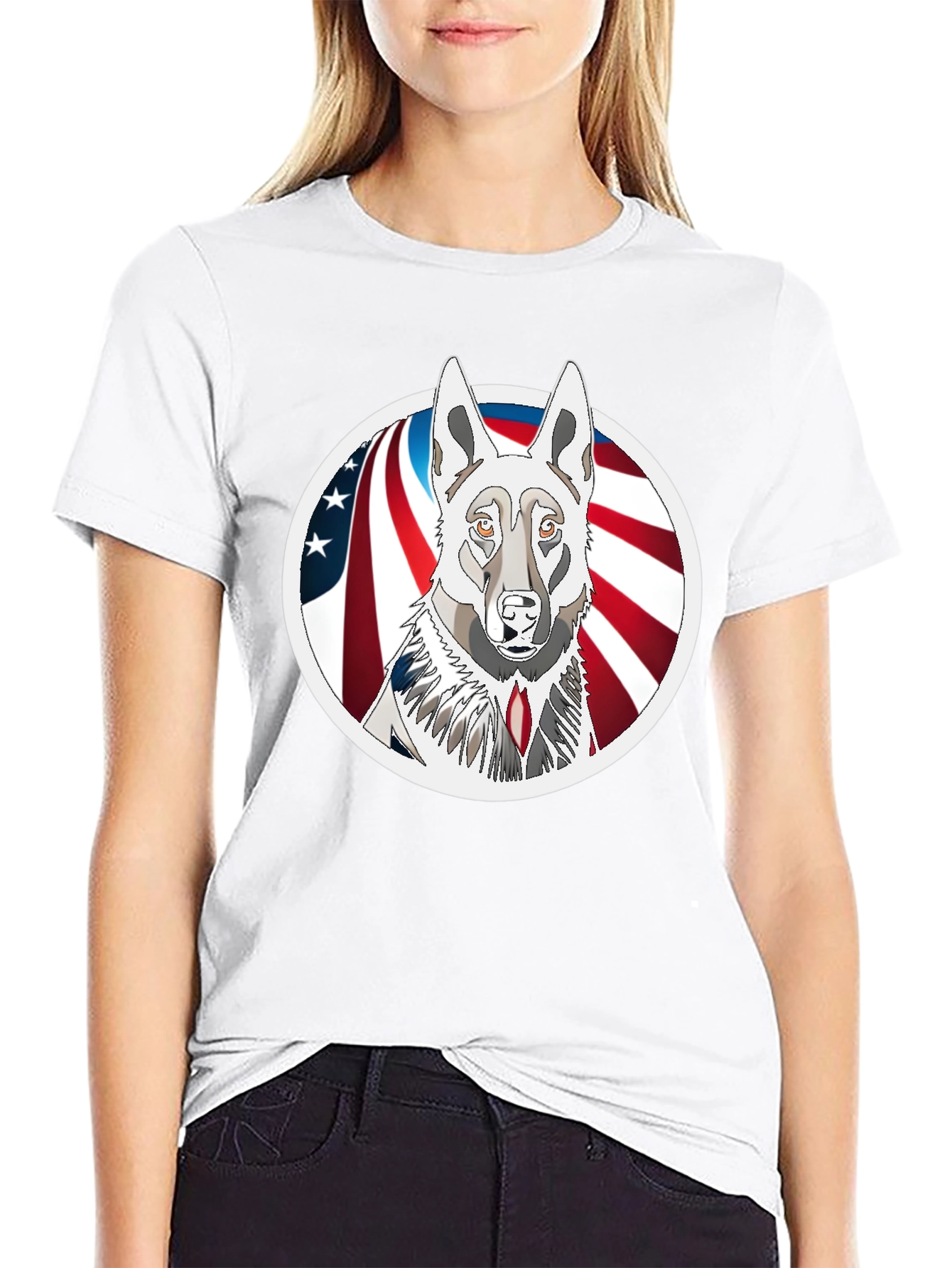 Black Patriotic Dog Graphic Tee - Unisex Black T-Shirt view 9