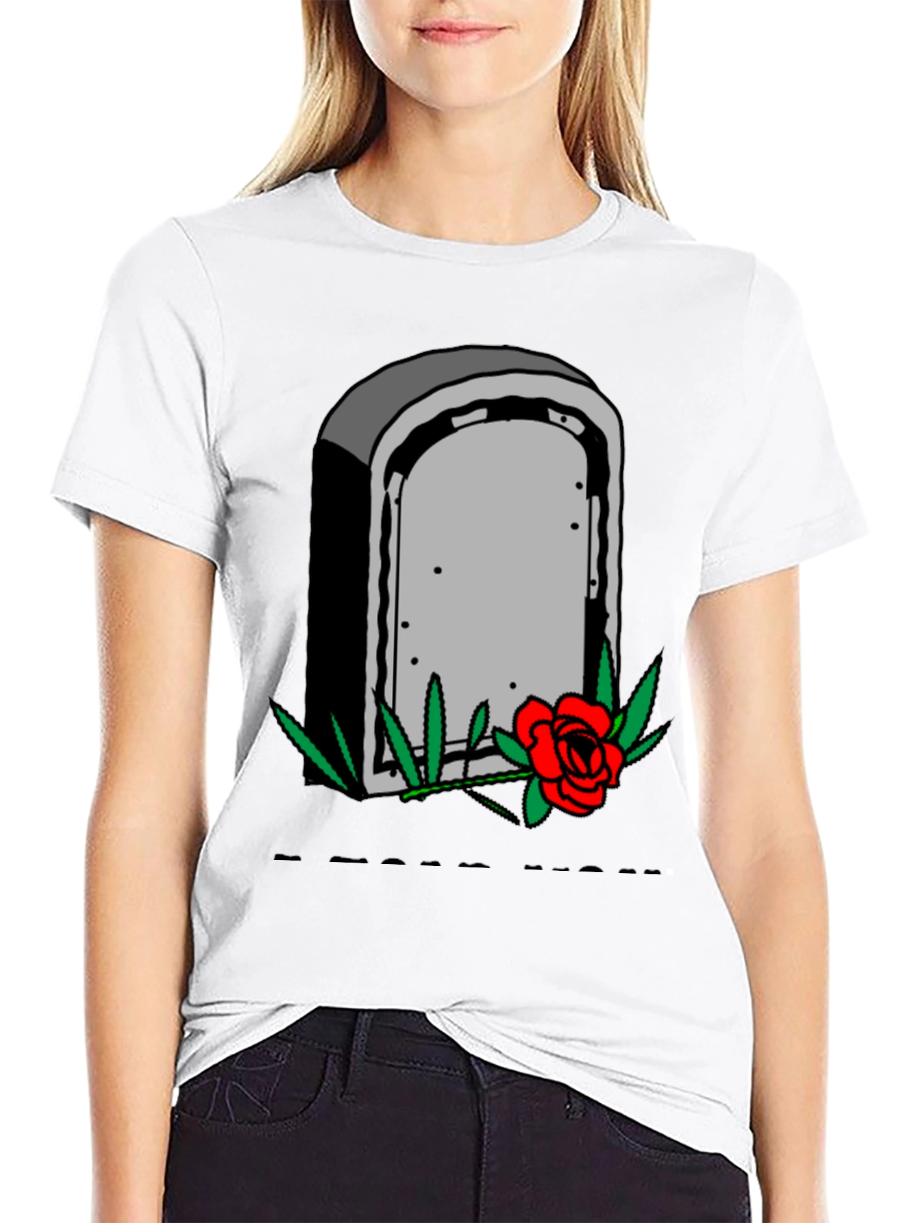 Black Grave & Rose Graphic T-Shirt - Edgy Casual Wear view 9
