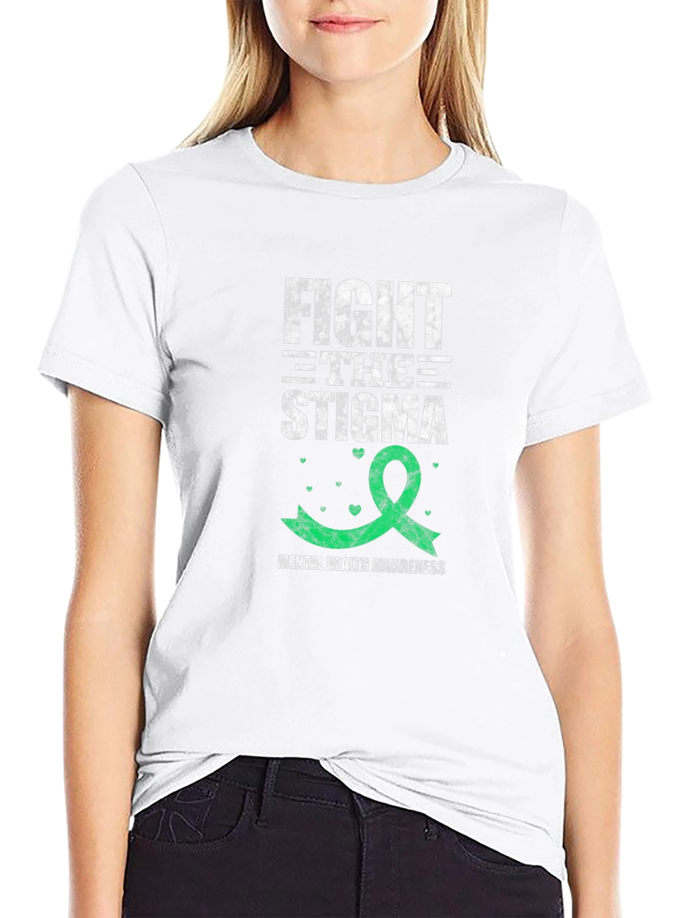 Black Fight the Stigma Mental Health Awareness T-Shirt view 9