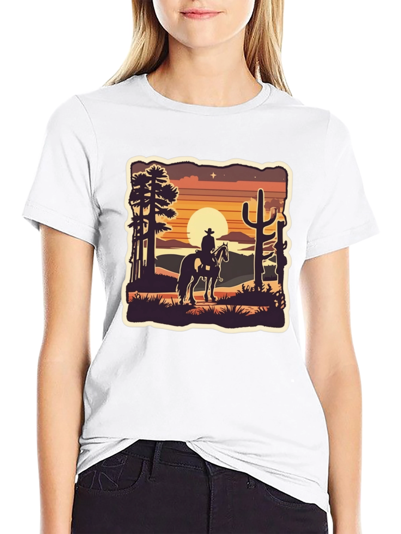 Black Western Cowboy Desert T-Shirt view 9