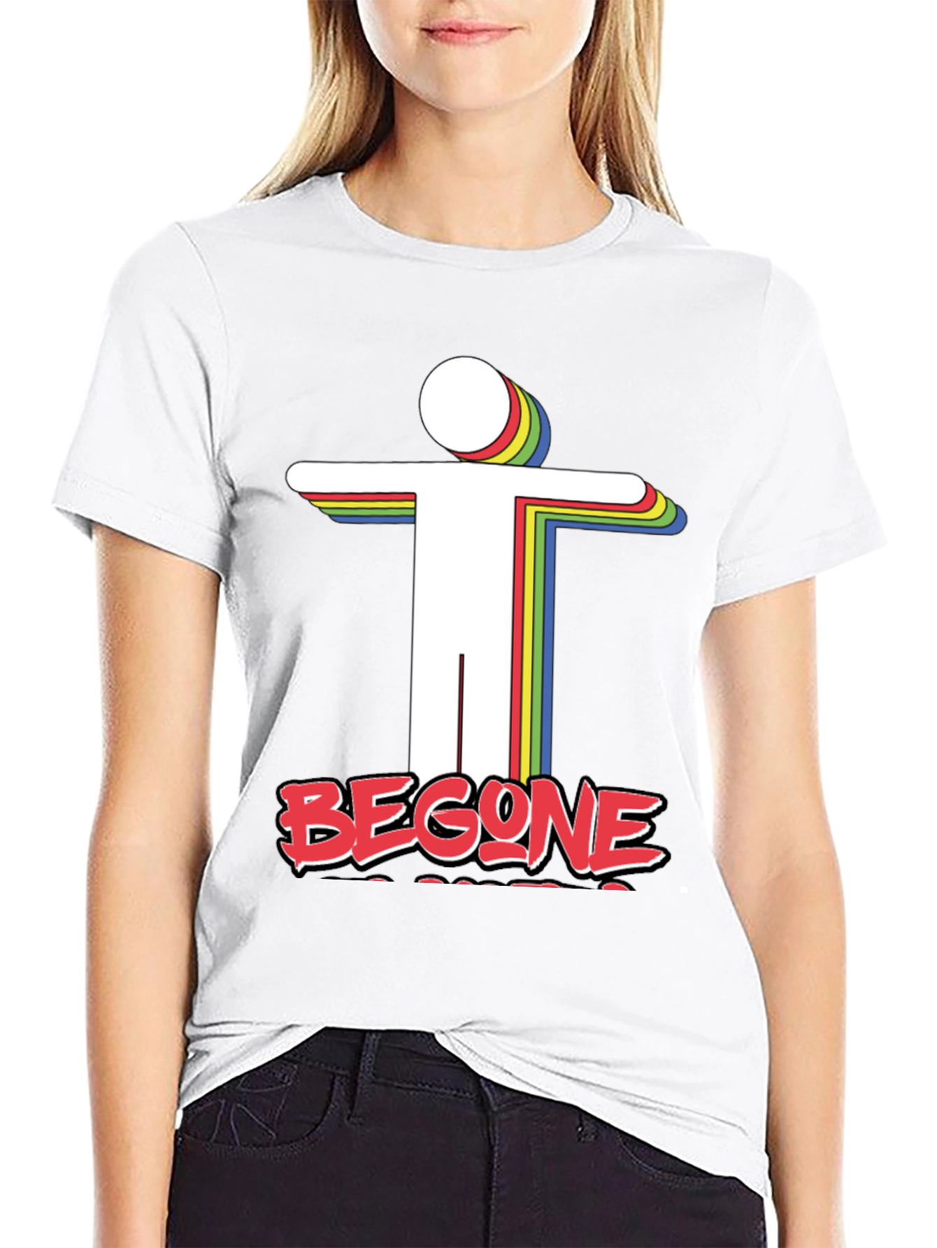 Black Retro 'Begone' Graphic Tee - Unique Design view 9
