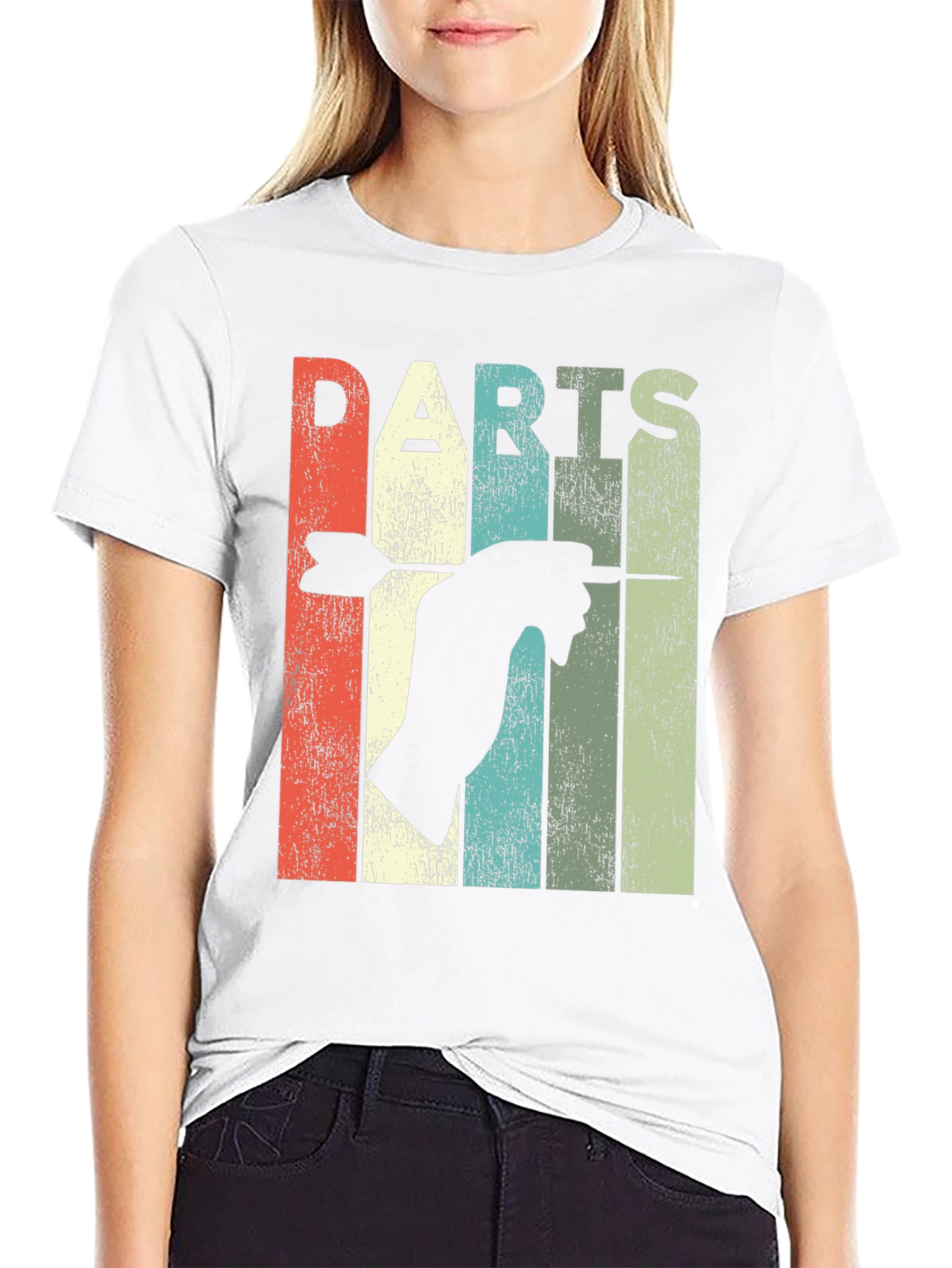 Black Vintage Darts T-Shirt - Retro Dart Throwing Design view 9