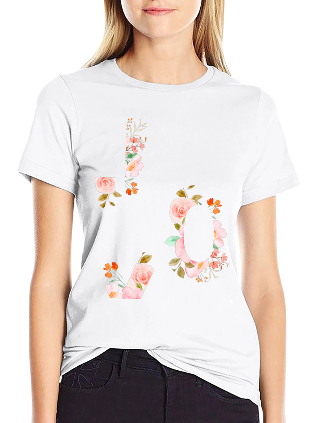 Black Floral LOVE Graphic T-Shirt view 9
