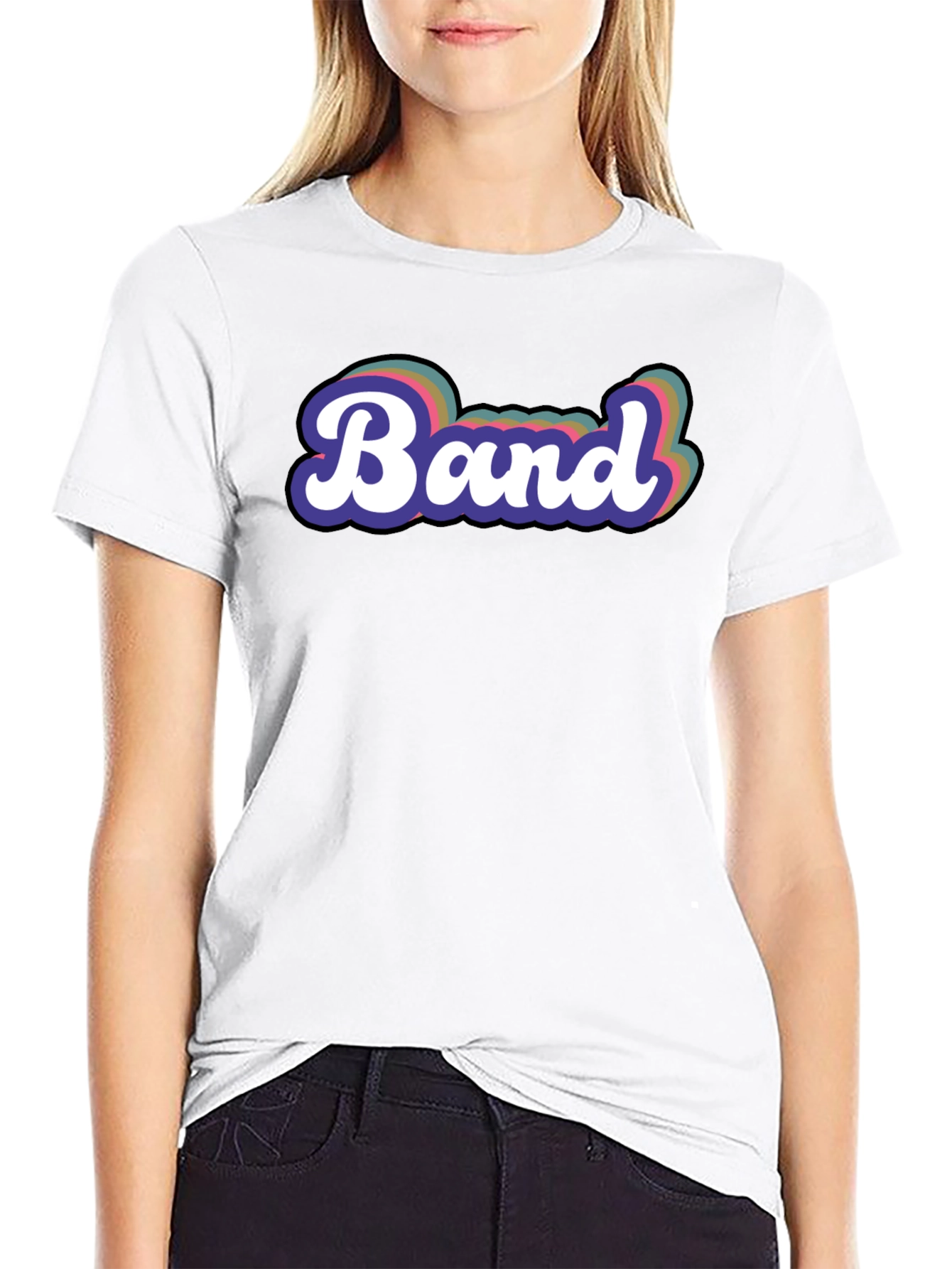 Black Retro "Band" Graphic Tee - Classic Style view 9