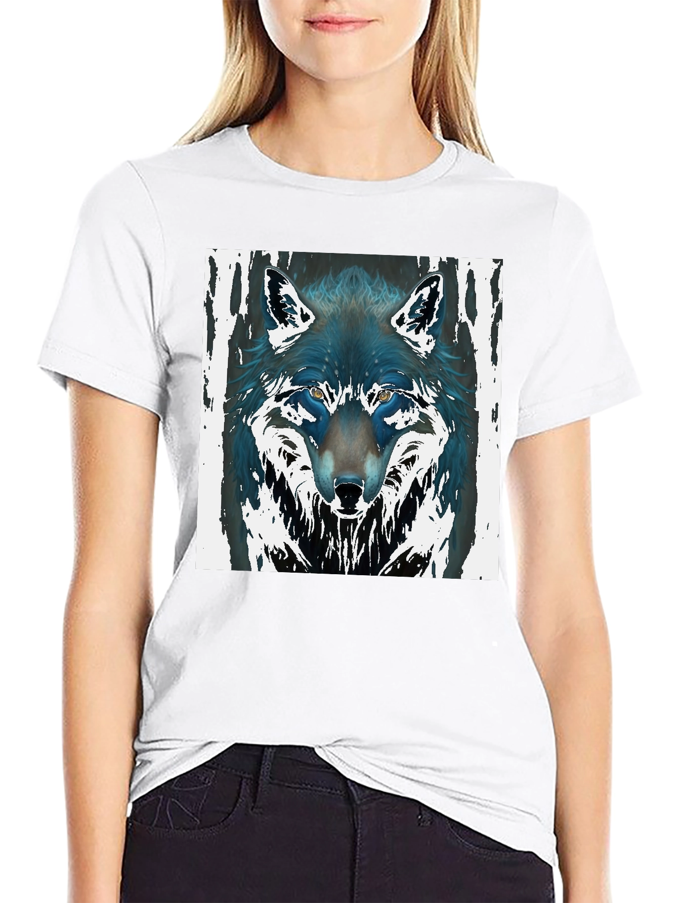 Black Wolf Graphic Black Tee - Men's Fashion view 9
