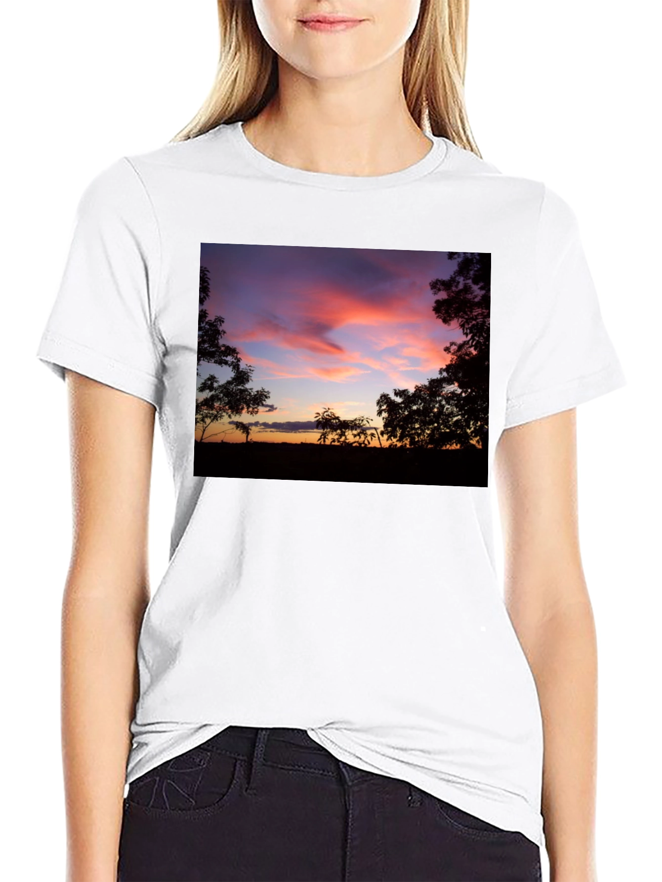 Black Sunset Silhouette Graphic Tee - Soft Cotton Blend view 9