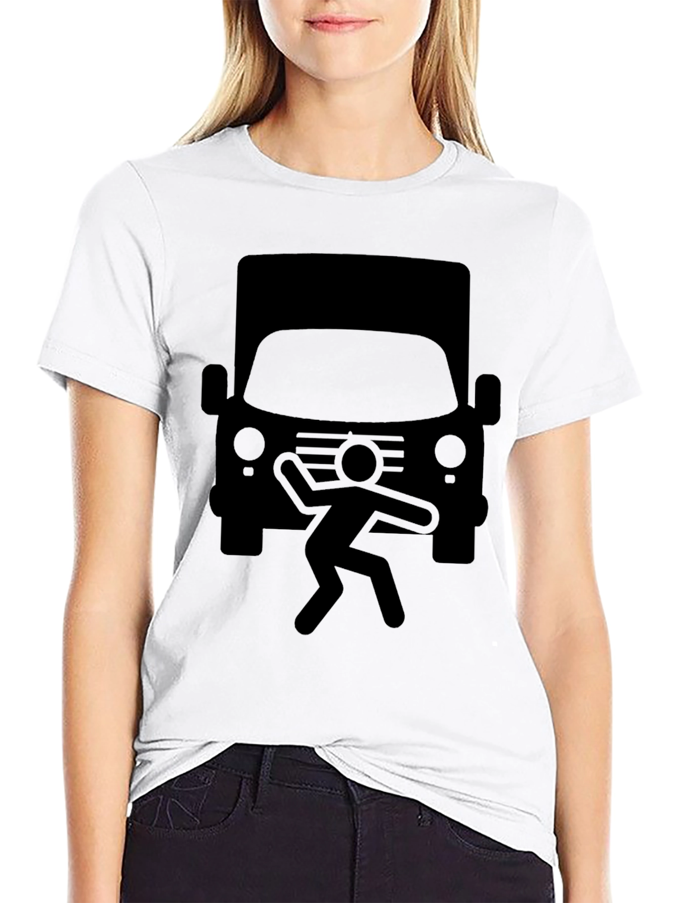 Black Truck vs Man Humor T-Shirt view 9