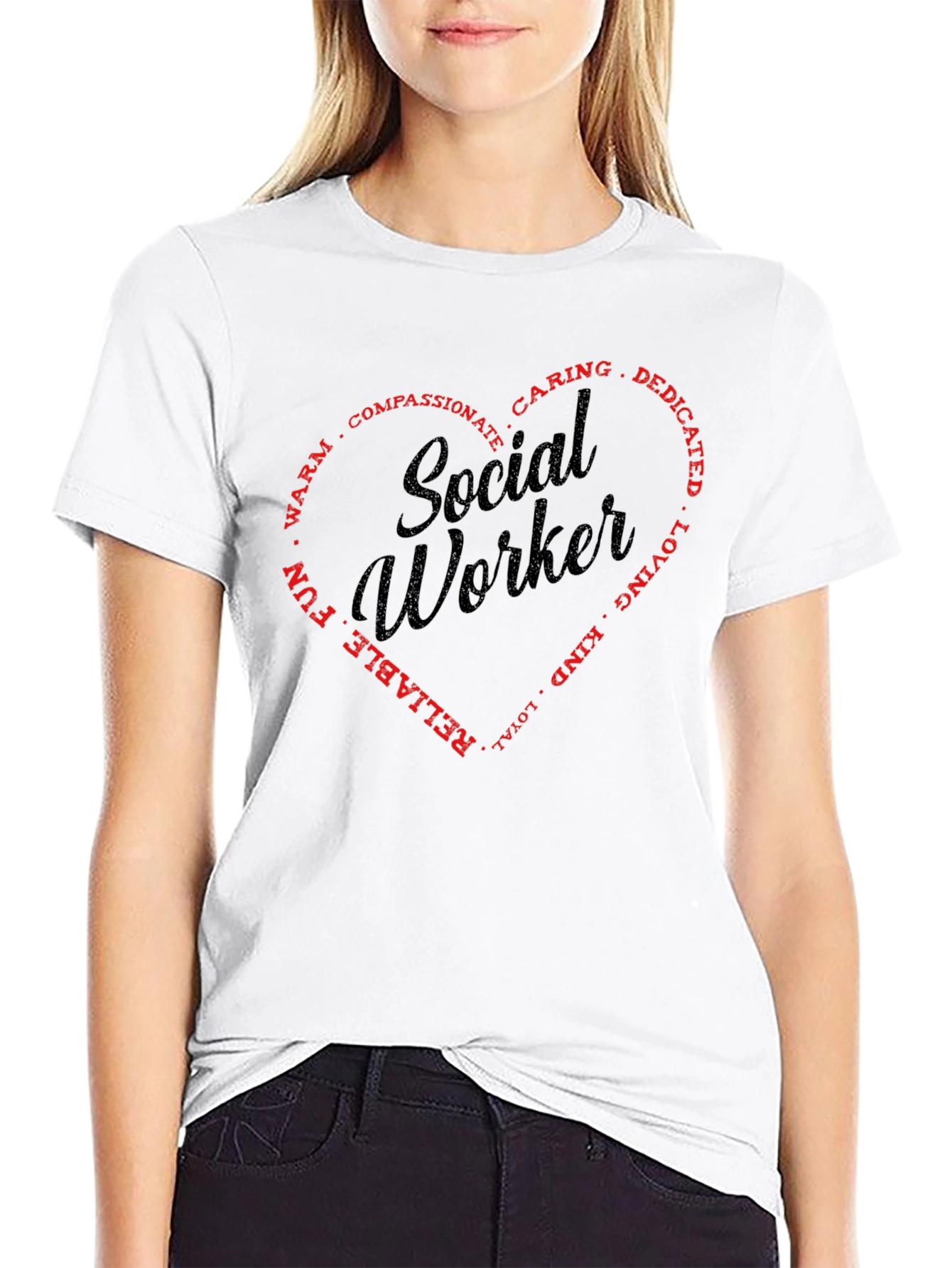 Black Social Worker Heart Graphic T-Shirt - Black view 9