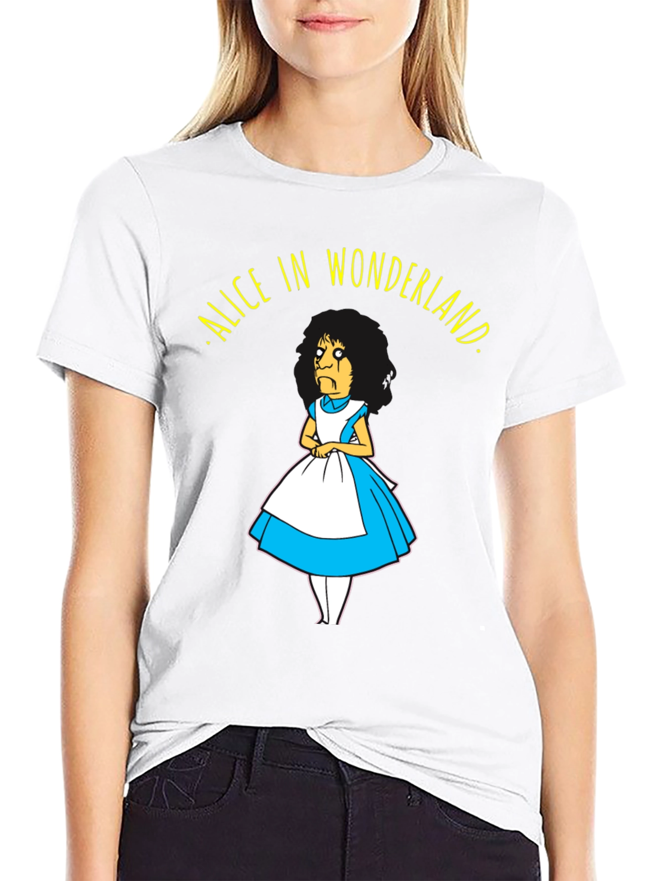 Black Alice in Wonderland Funny Graphic T-Shirt view 9