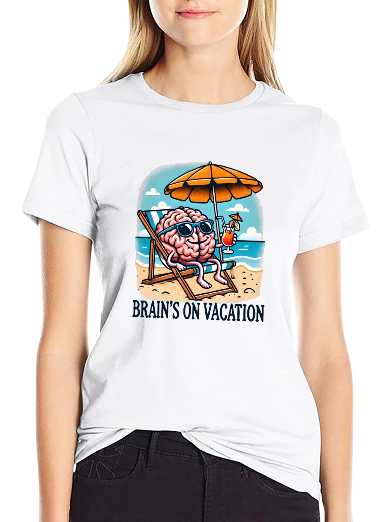 Black Brain on Vacation T-Shirt view 9