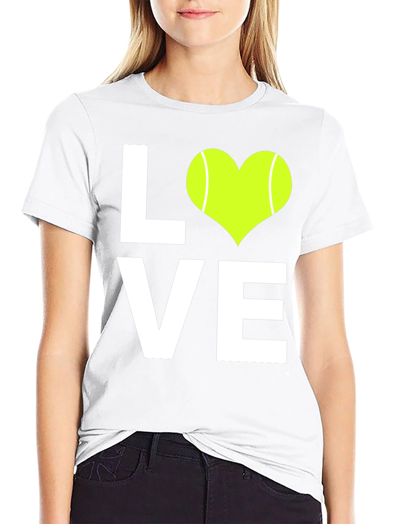 Black Tennis Love T-Shirt - Heart Shaped Ball view 9