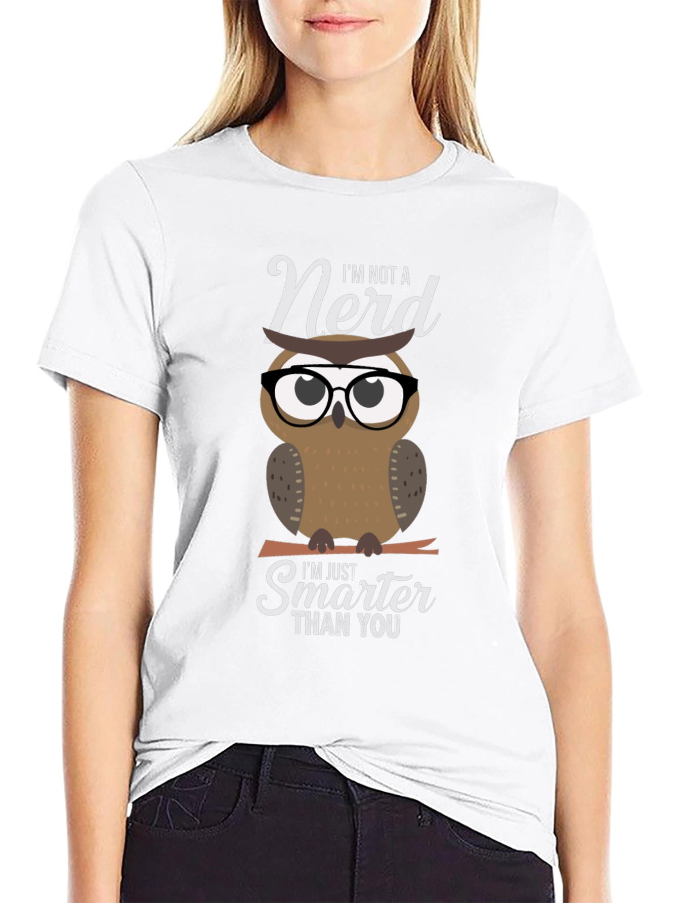 Black Smart Owl Graphic T-Shirt - Nerd Humor Tee view 9