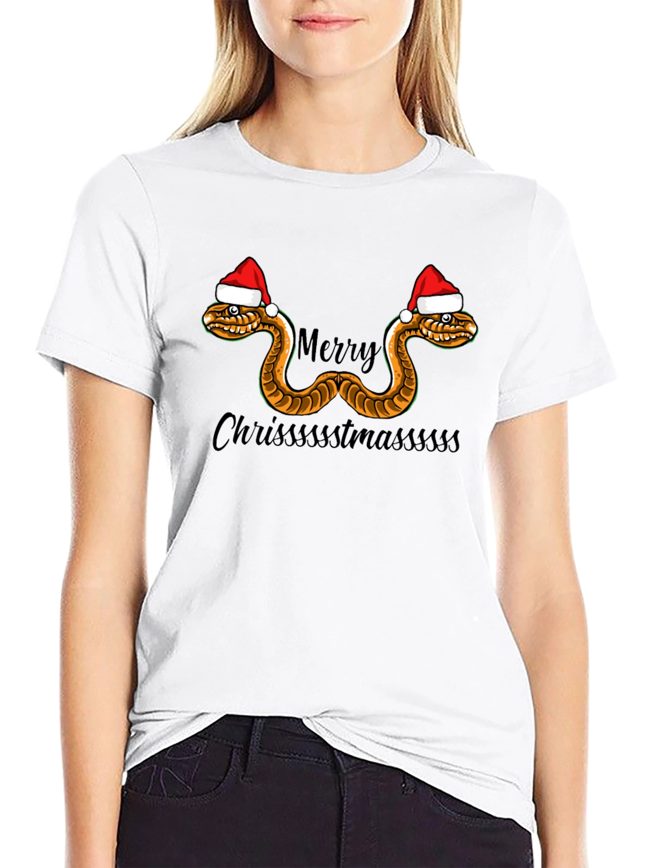Black Merry Chrissstmasssss Snake T-Shirt view 9