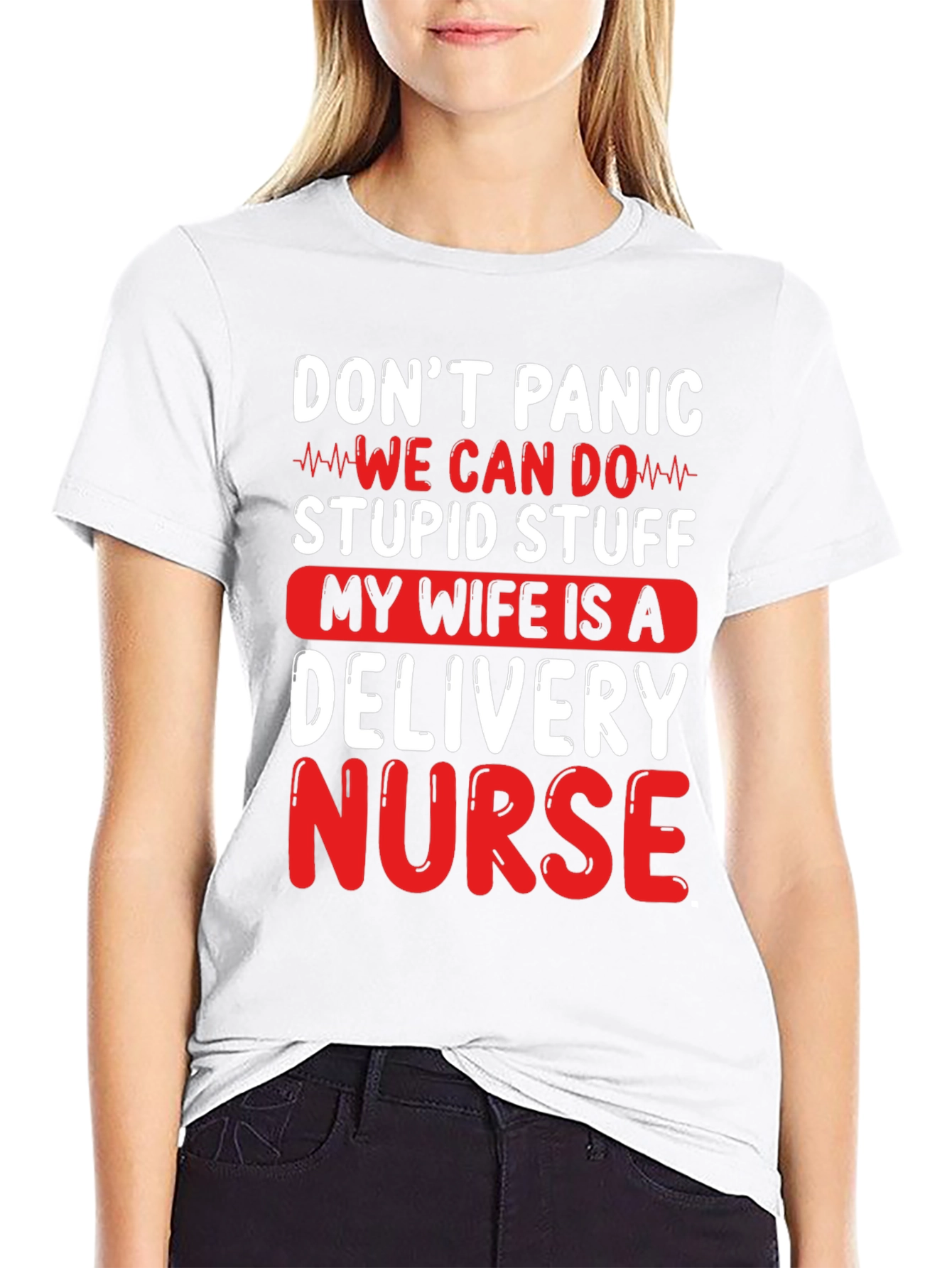 Black Delivery Nurse Husband T-Shirt - Don't Panic view 9