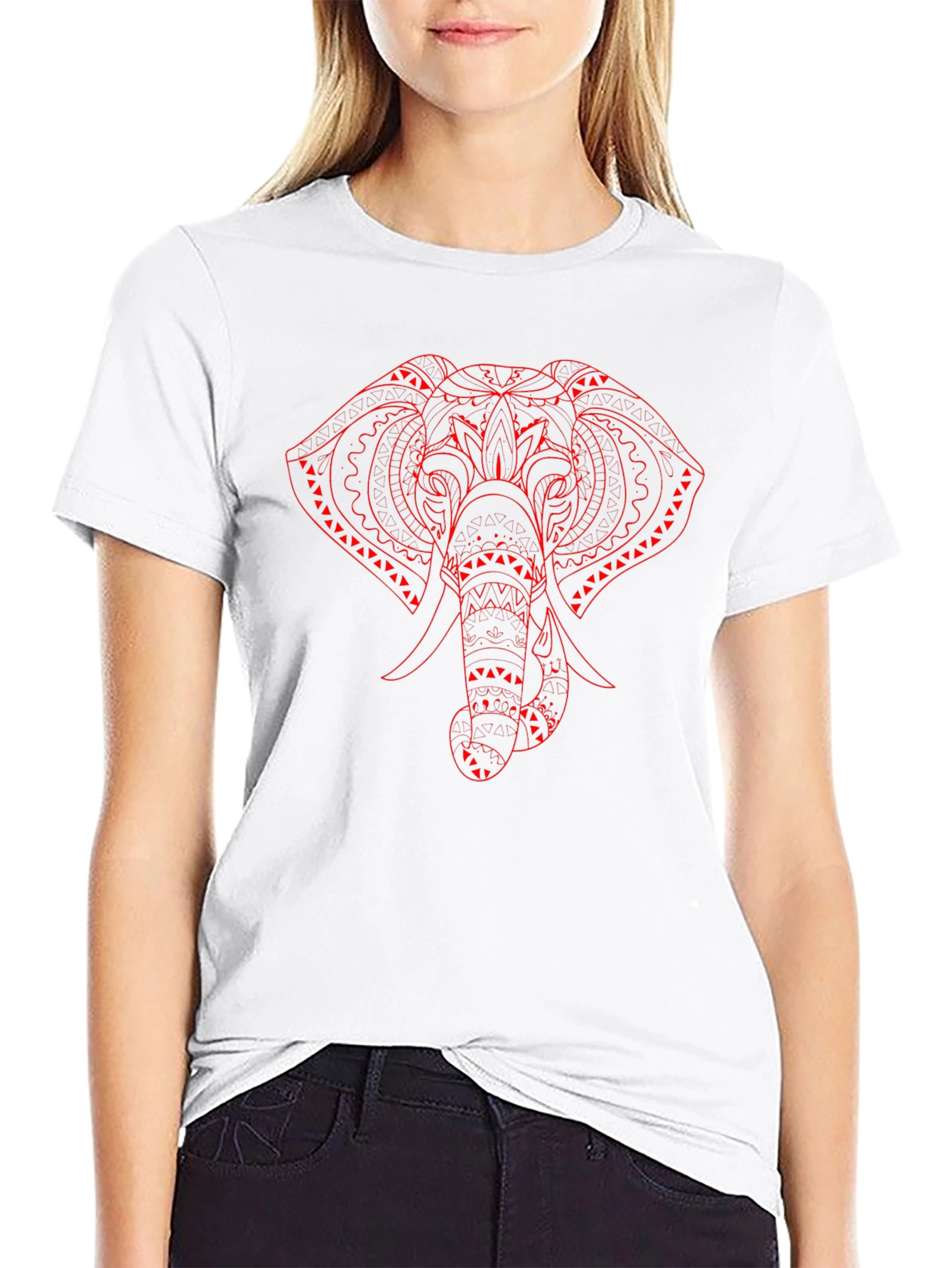 Black Elephant Graphic Print Black T-Shirt view 9