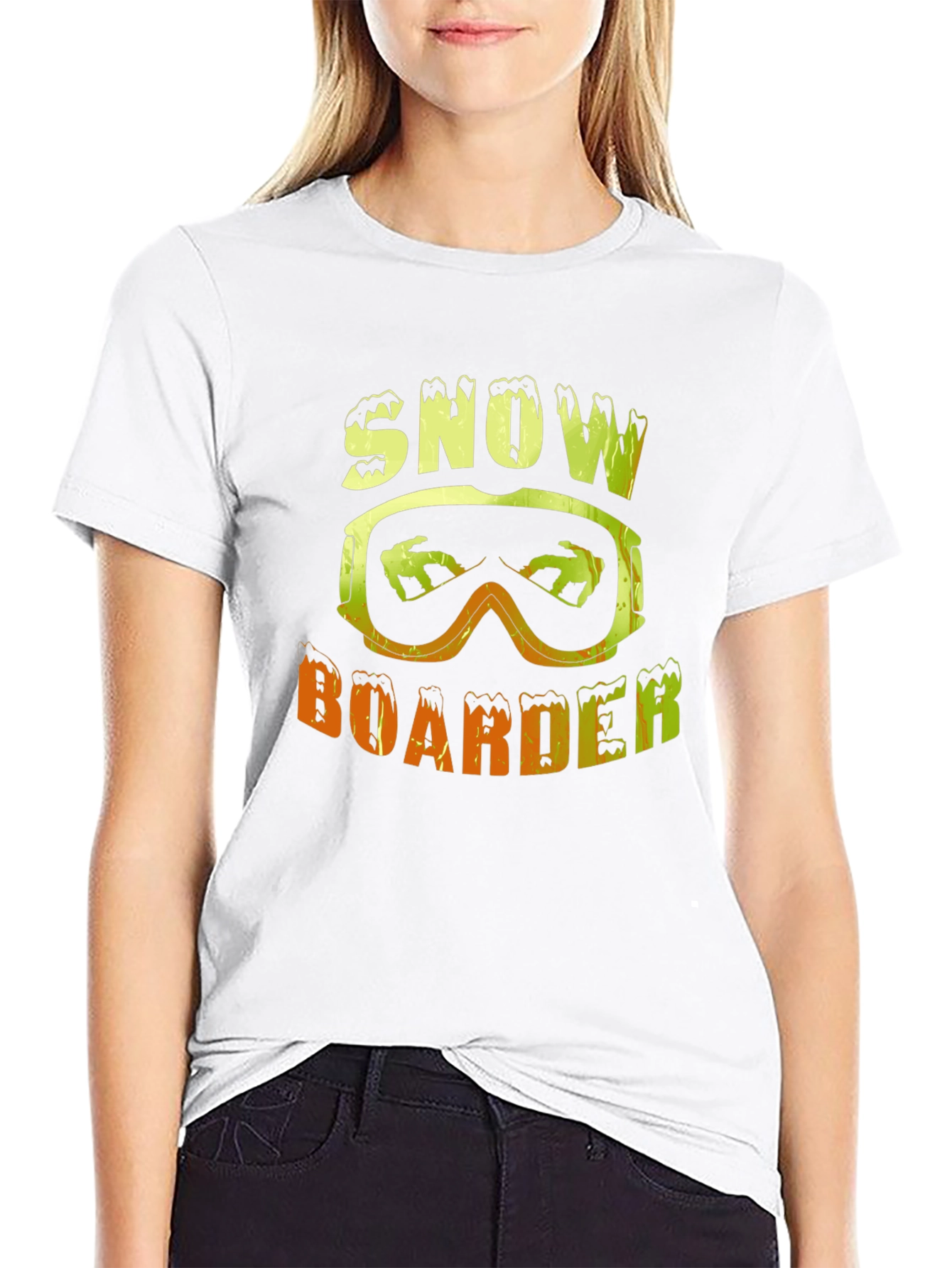 Black Snowboarder Graphic Tee - Black Cotton T-Shirt view 9