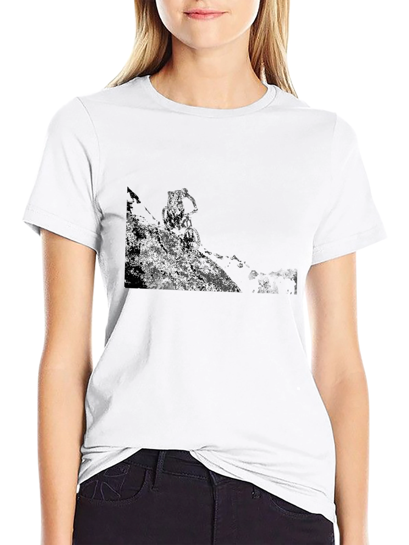 Black Black T-Shirt with Abstract Mountain Bike Graphic view 9