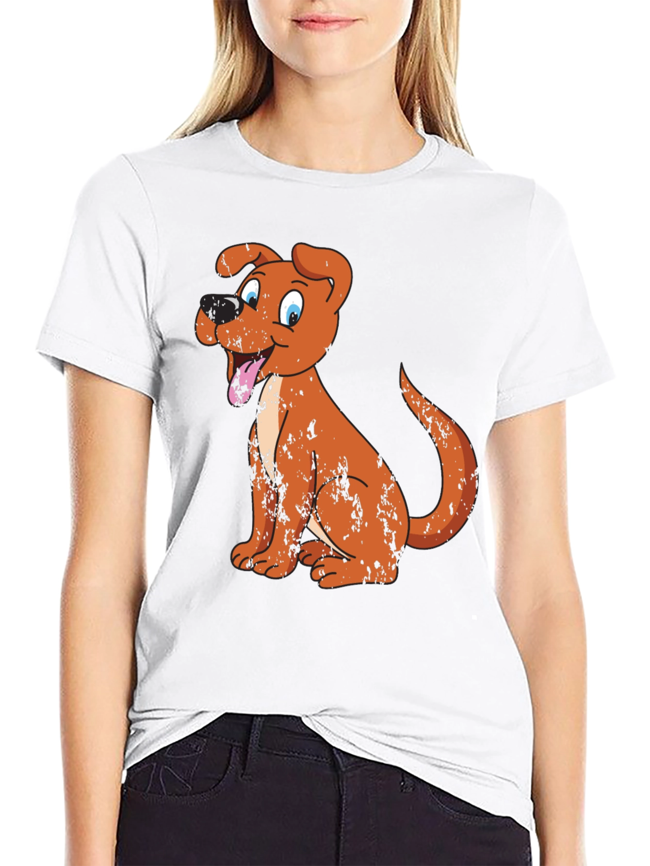 Black Cartoon Dog Graphic Tee - Black view 9