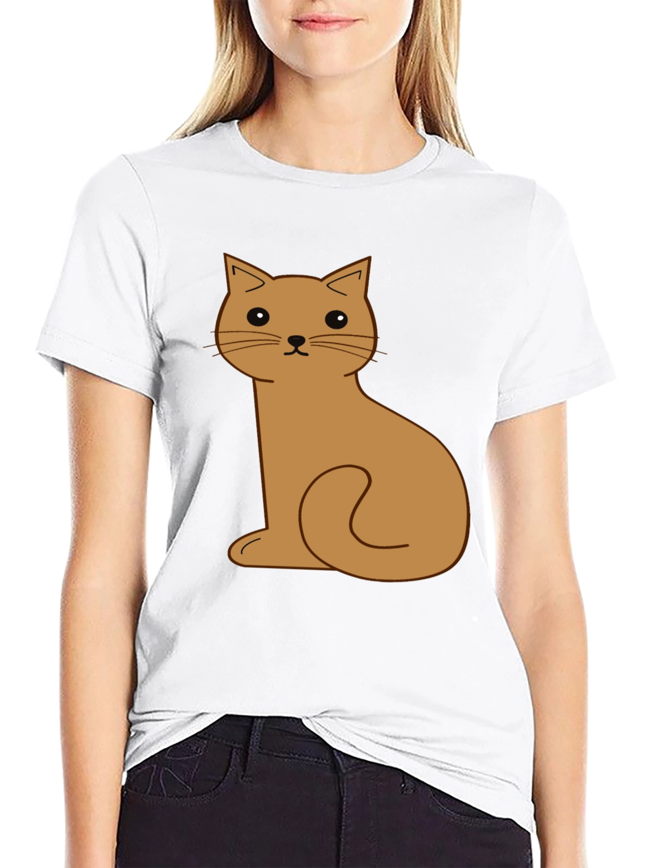 Black Cute Cartoon Cat Graphic T-Shirt view 9