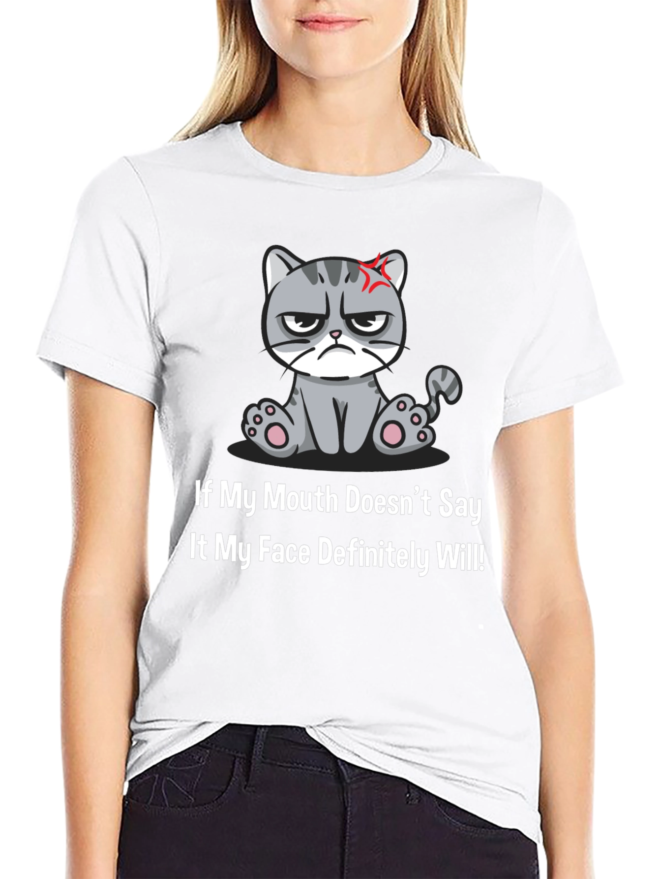 Black Grumpy Cat T-Shirt - Funny Graphic Tee view 9