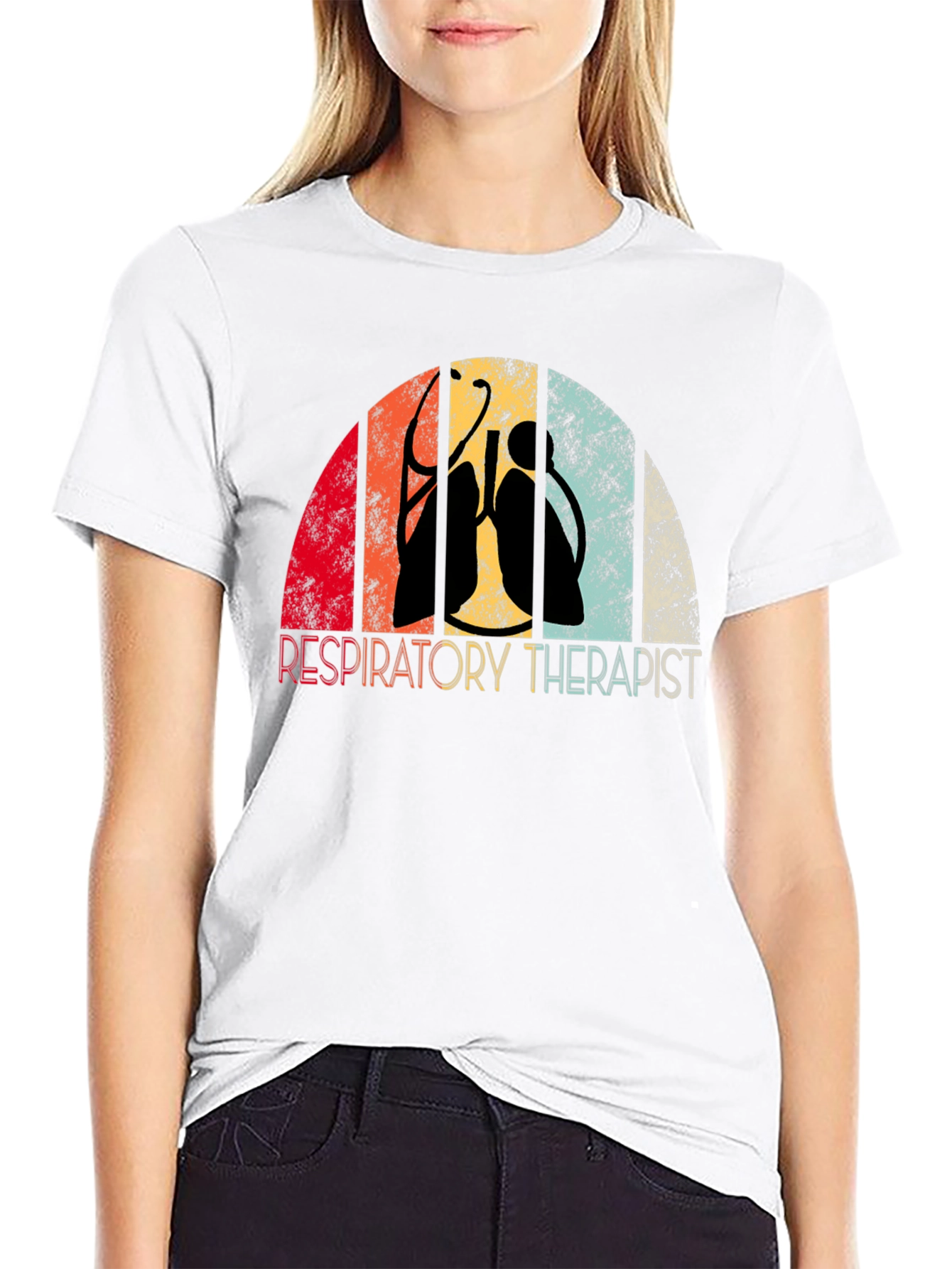 Black Respiratory Therapist Retro T-Shirt view 9