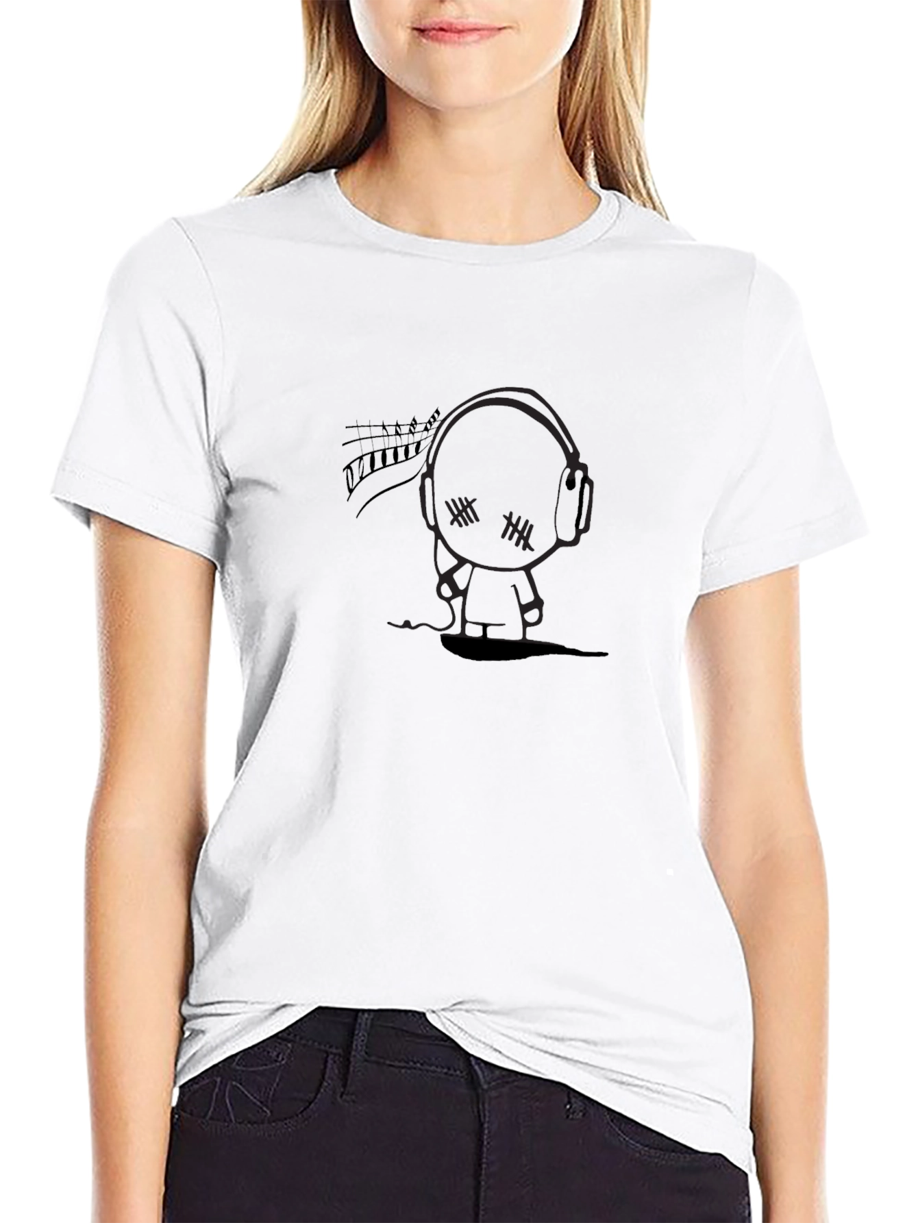 Black Dark Cartoon Character Tee view 9