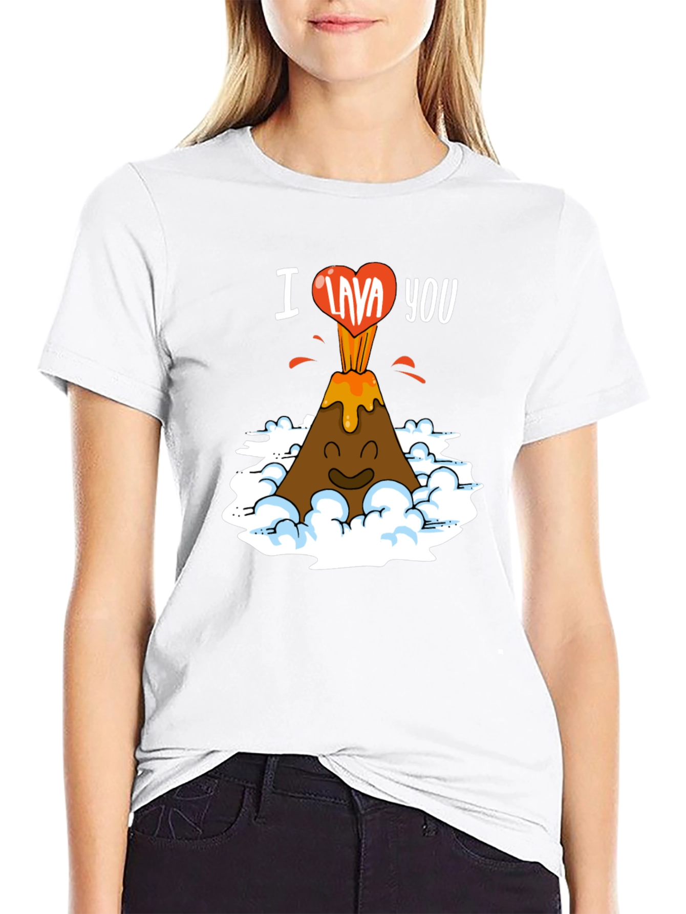Black I Lava You Funny Volcano Graphic T-Shirt view 9