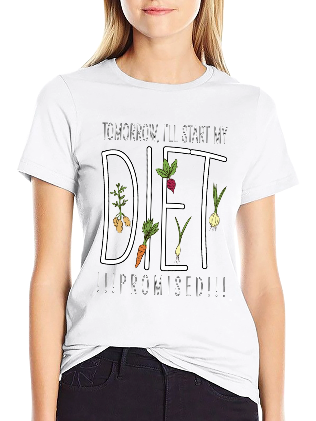 Black Tomorrow I'll Start My Diet T-Shirt view 9