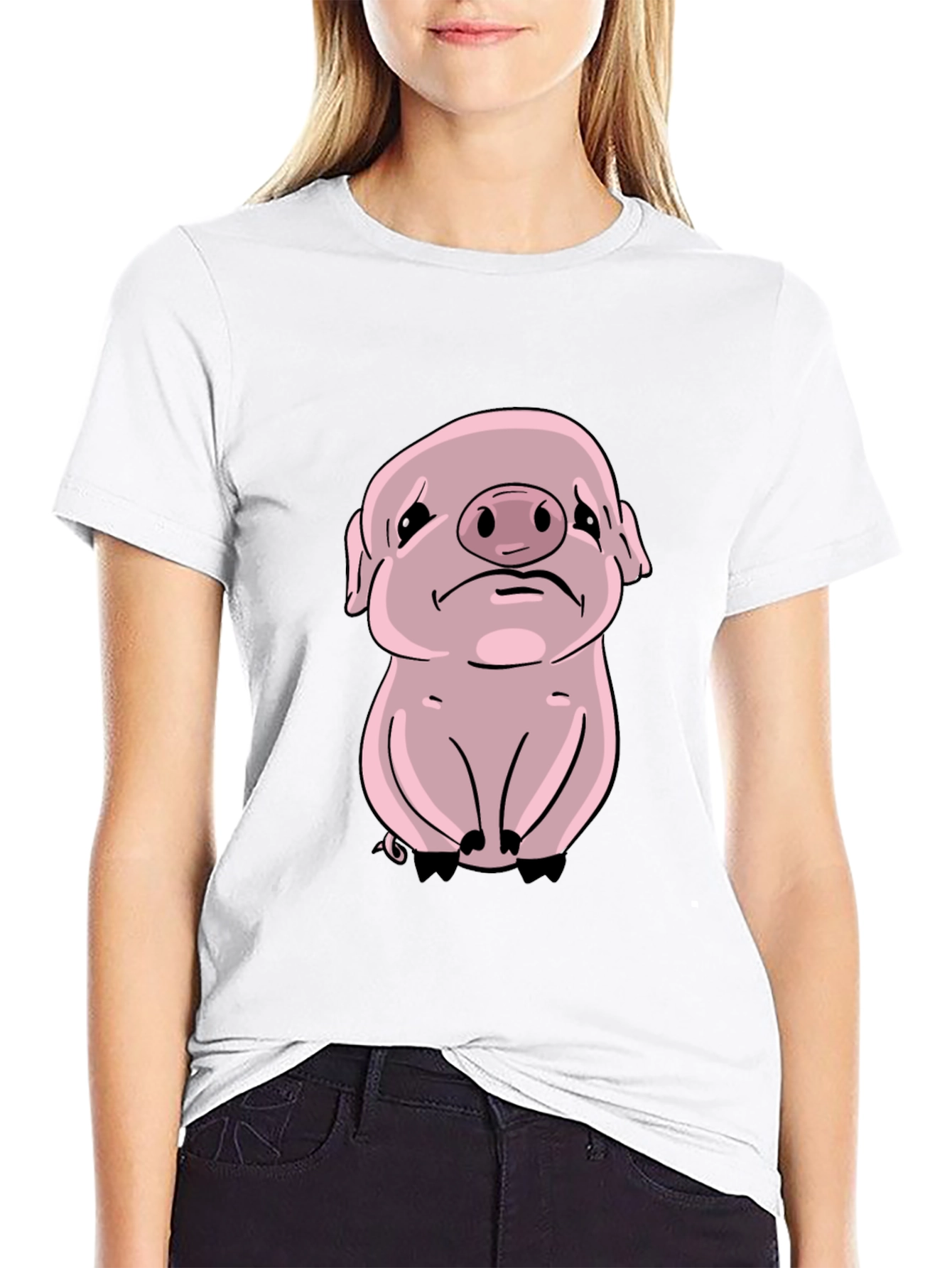 Black Sad Pig Graphic Tee - Black Cotton Comfort view 9
