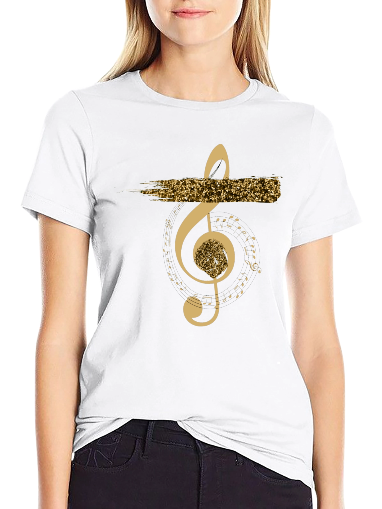 Black Musical Note Graphic T-Shirt - Black view 9