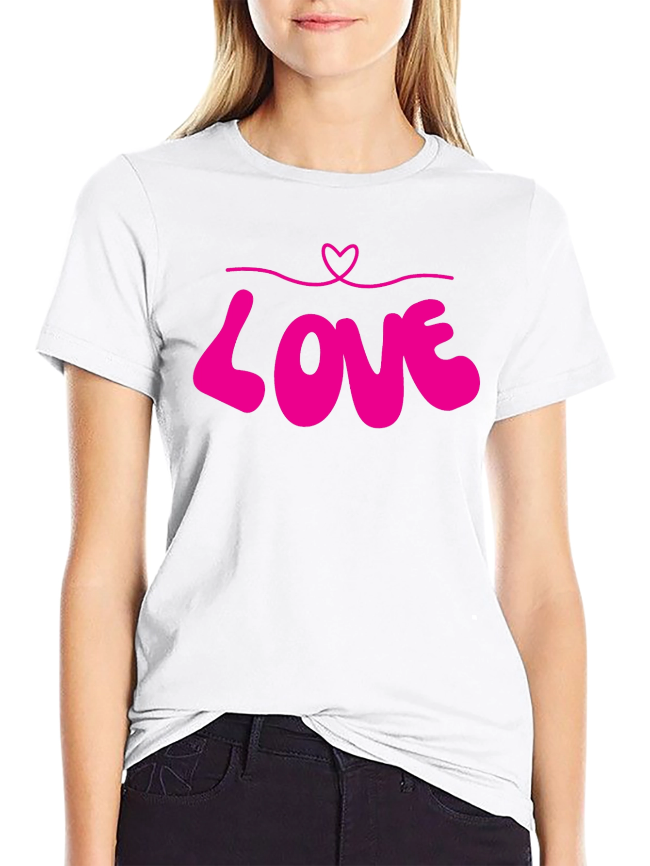 Black Love Heart Graphic Tee - Black Unisex T-Shirt view 9