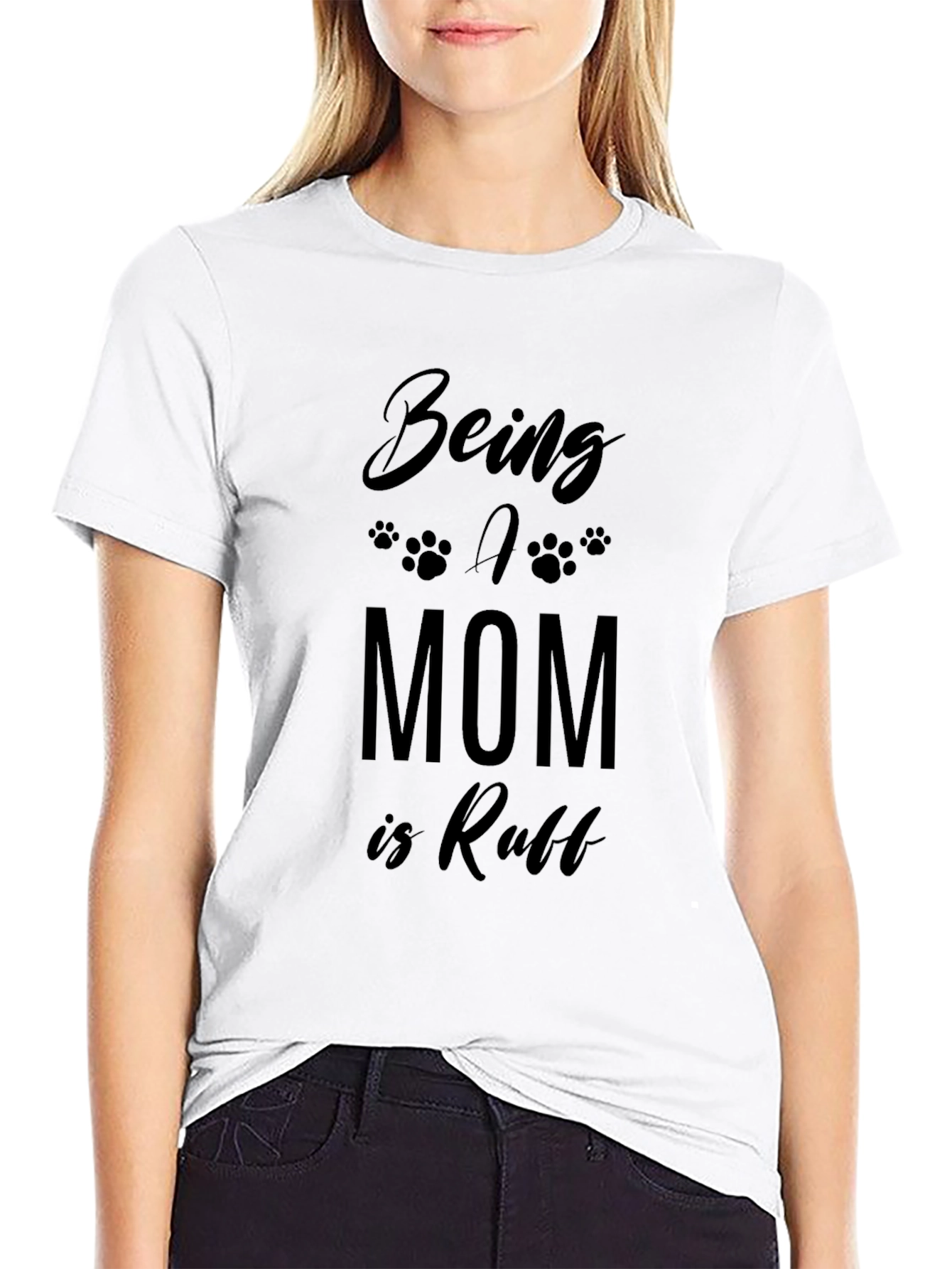 Black Being A Mom Is Ruff T-Shirt - Black view 9