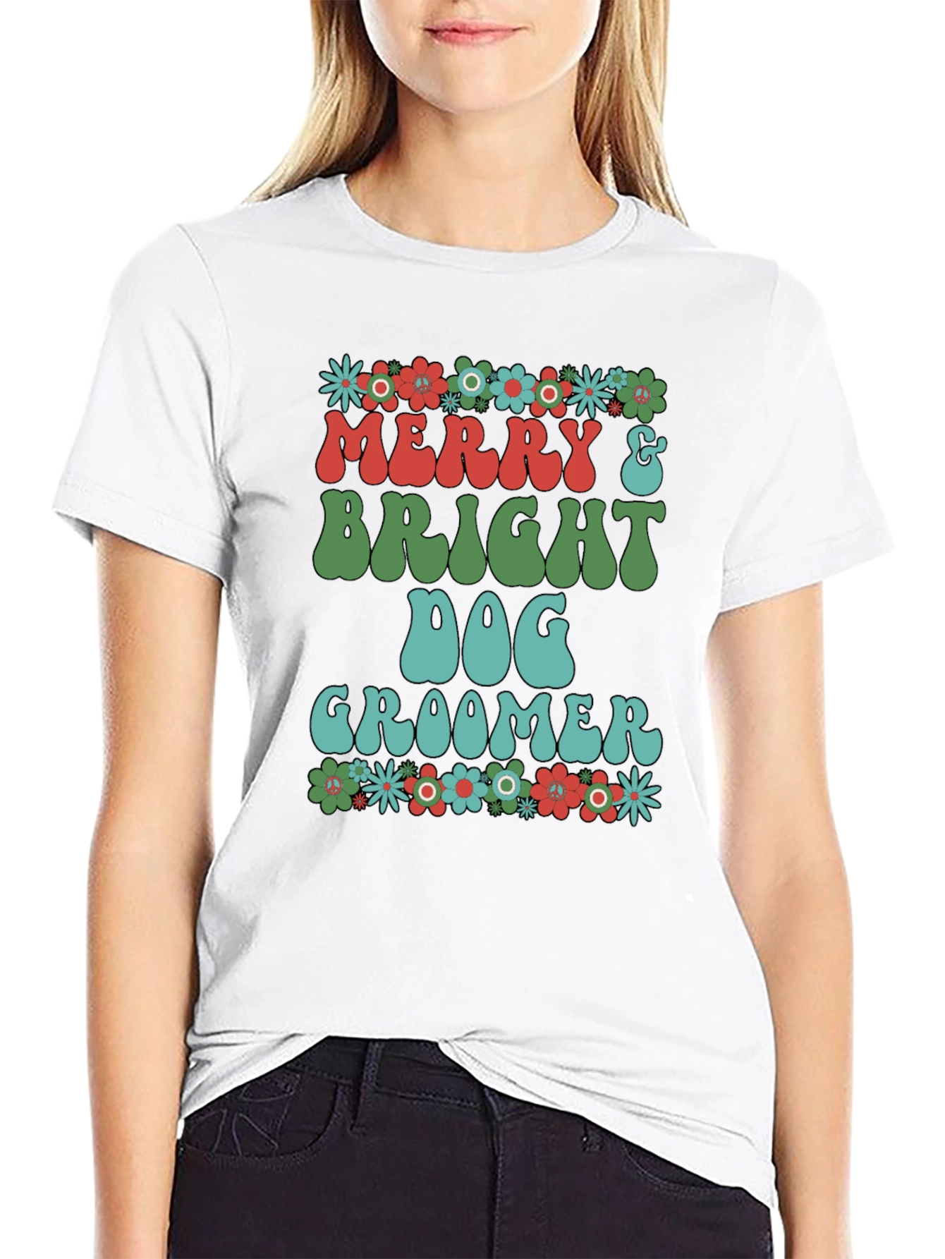 Black Merry & Bright Dog Groomer T-Shirt view 9