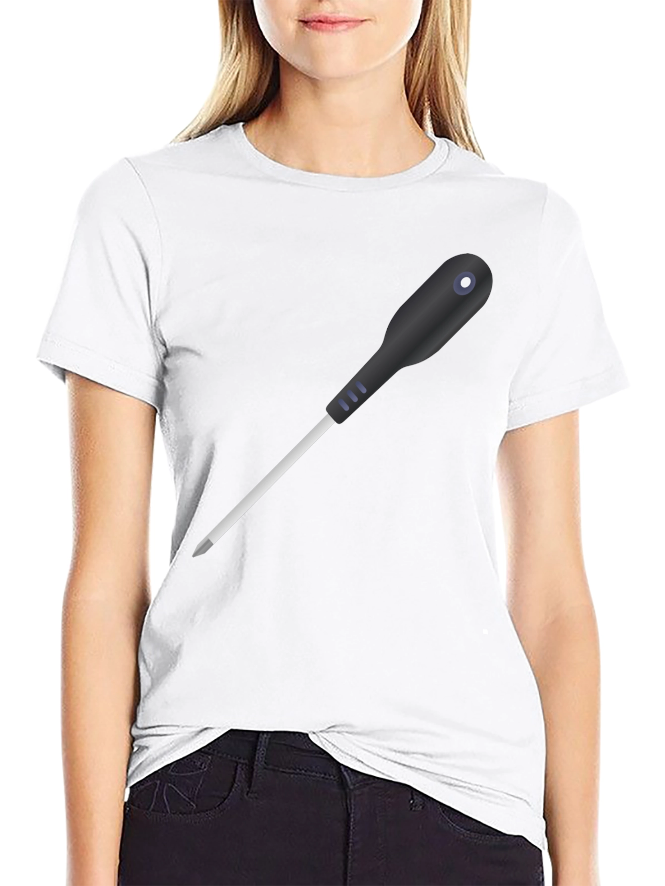 Black Screwdriver Graphic Tee - Black Crew Neck Short Sleeve Shirt view 9