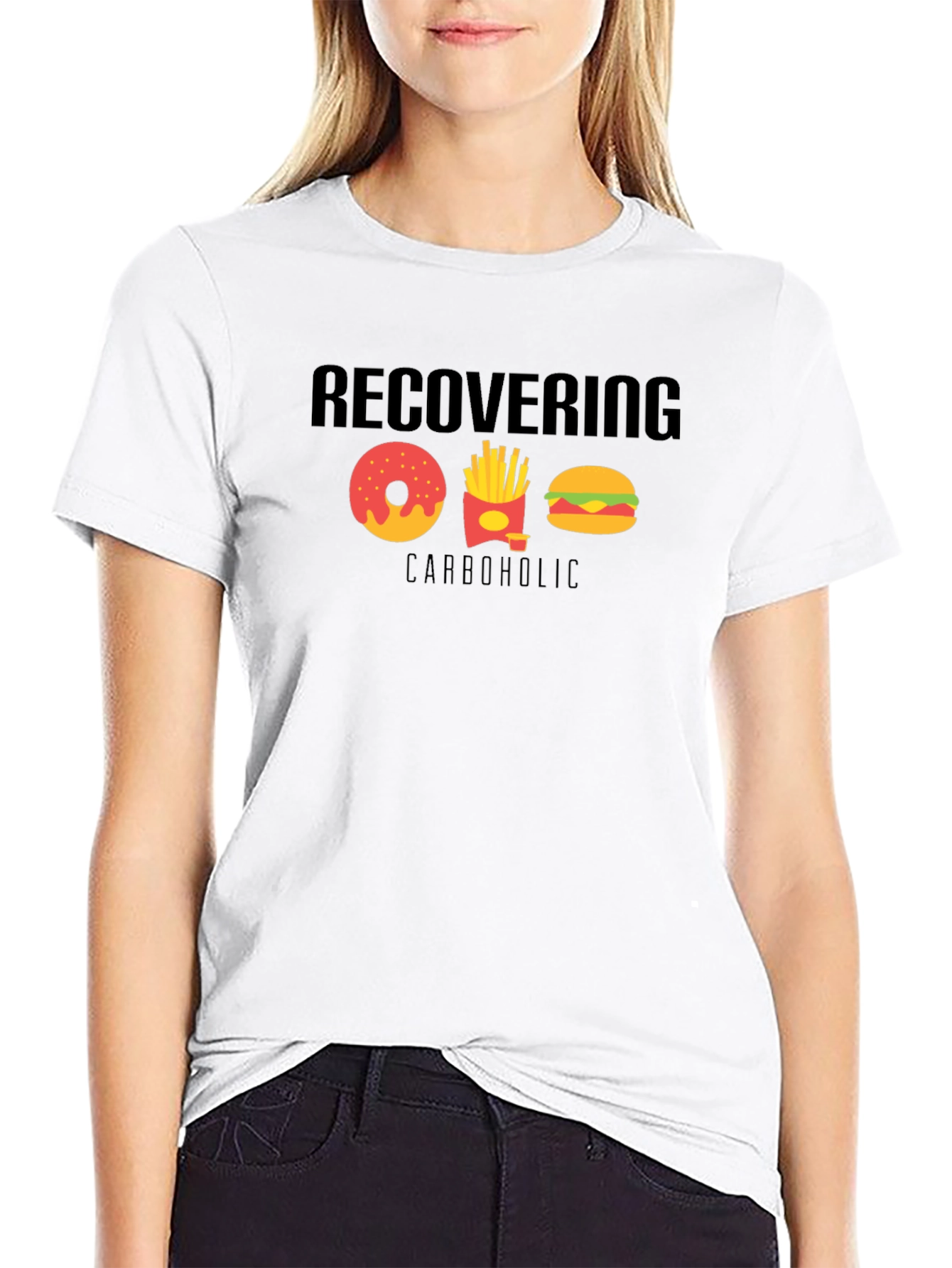 Black Recovering Carboholic Black T-Shirt view 9