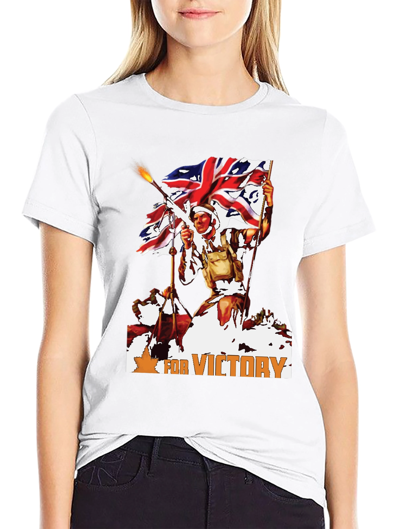 Black Victory Graphic Tee - Vintage British Soldier Design view 9