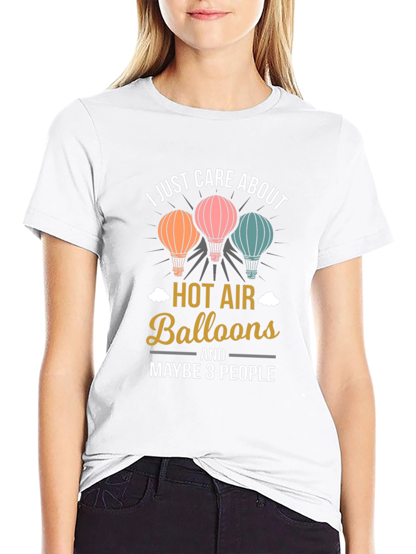 Black I Care About Hot Air Balloons Graphic Tee view 9