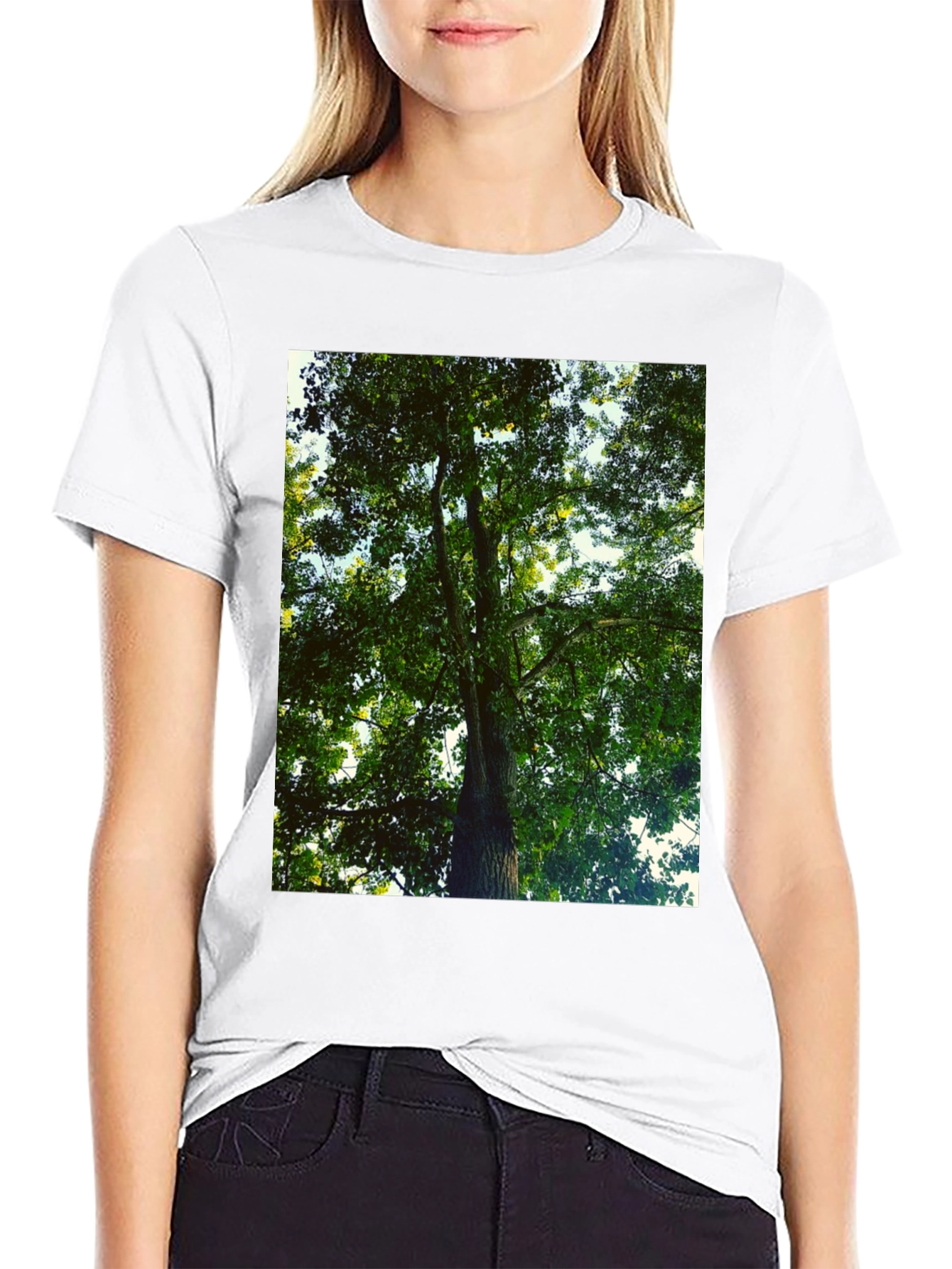 Black Nature Lover's Tree Print Black T-Shirt view 9