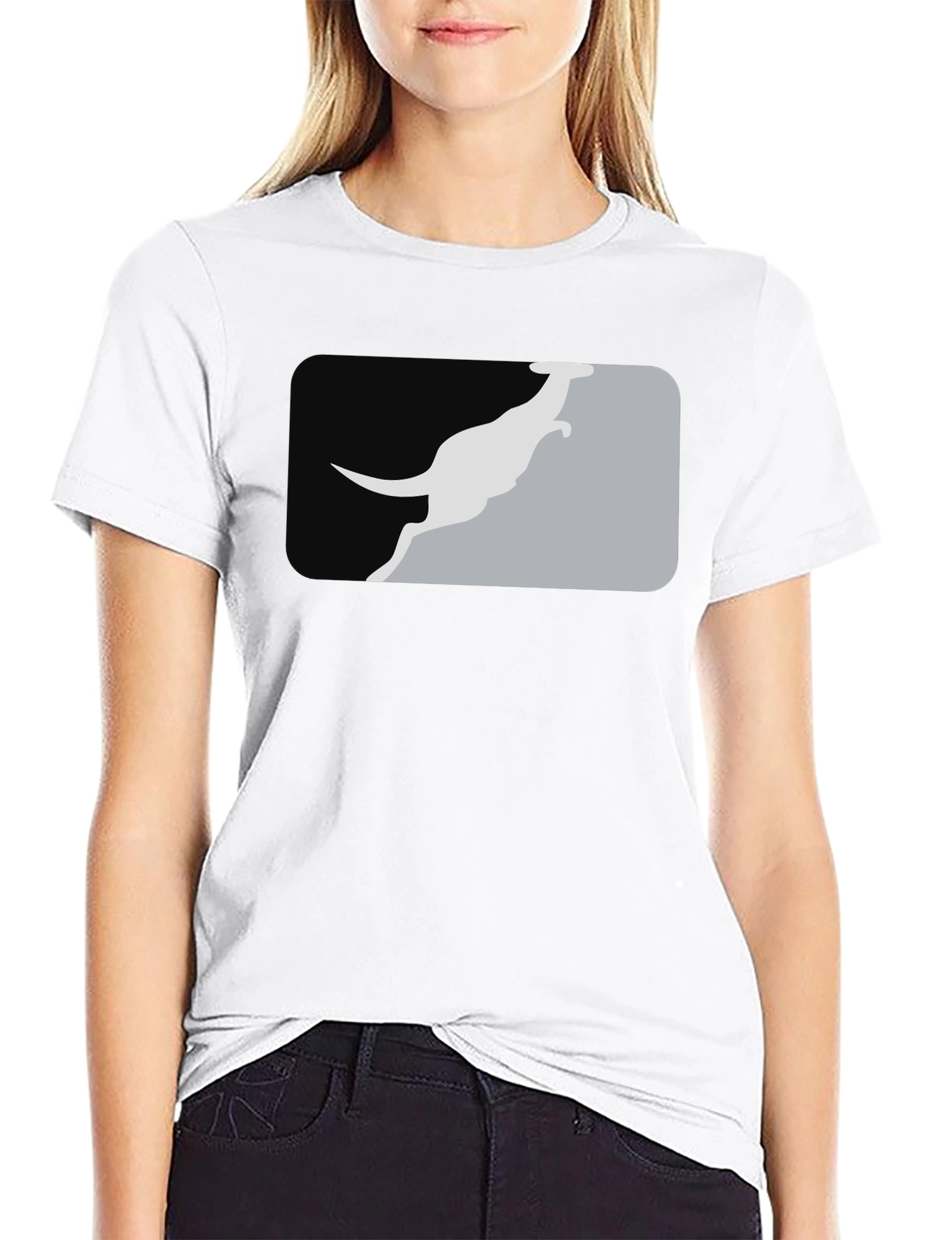 Black Kangaroo Silhouette Graphic Tee - Black Casual Shirt view 9