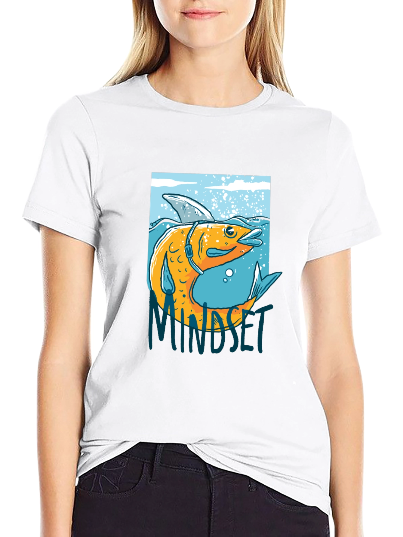 Black Fish Mindset Graphic Black T-Shirt view 9
