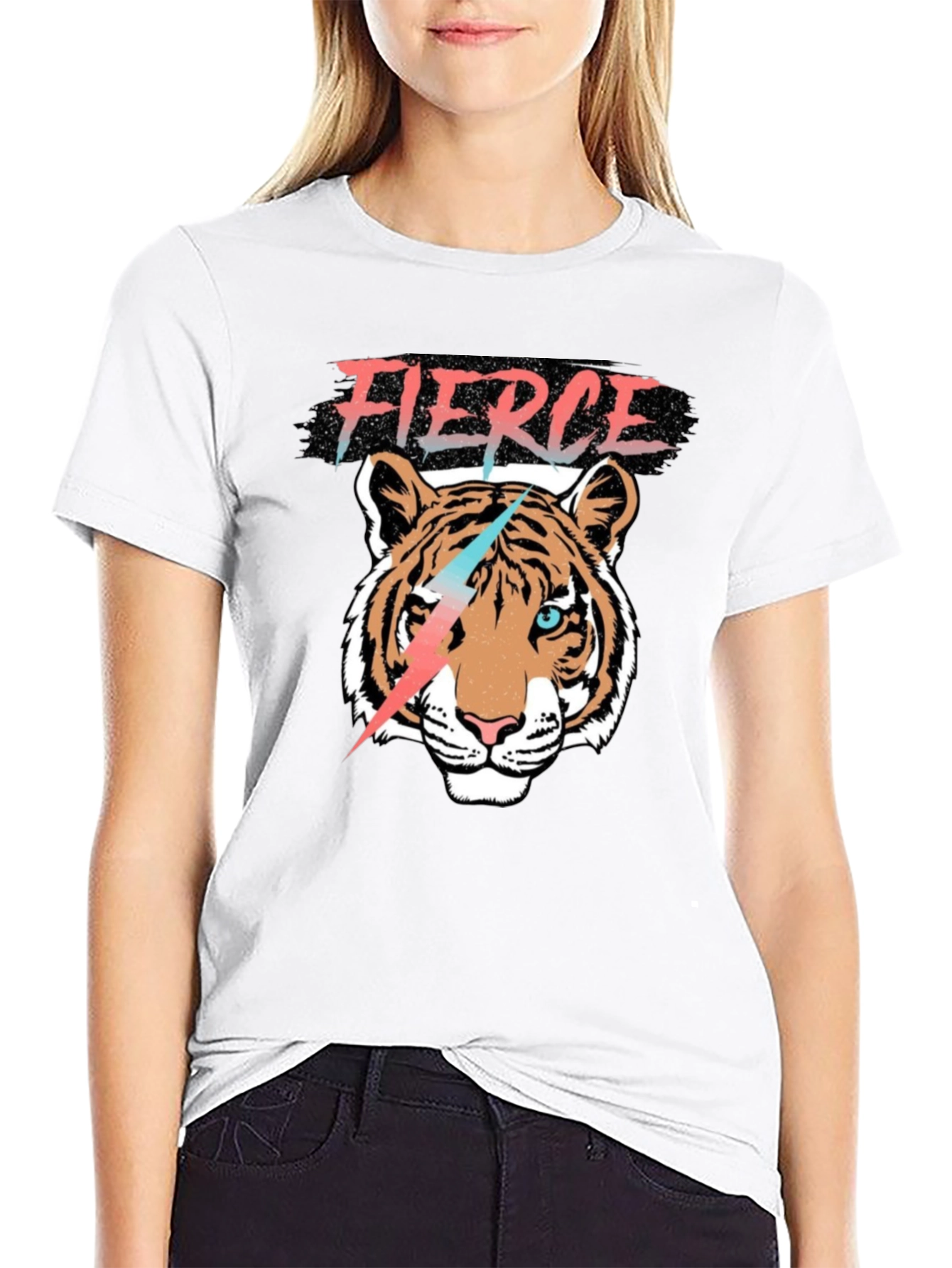 Black Fierce Tiger Graphic Tee view 9