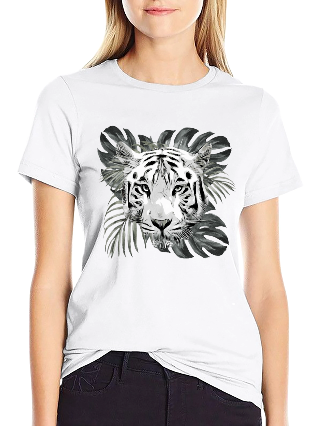 Black Tiger Graphic Print Black T-Shirt view 9