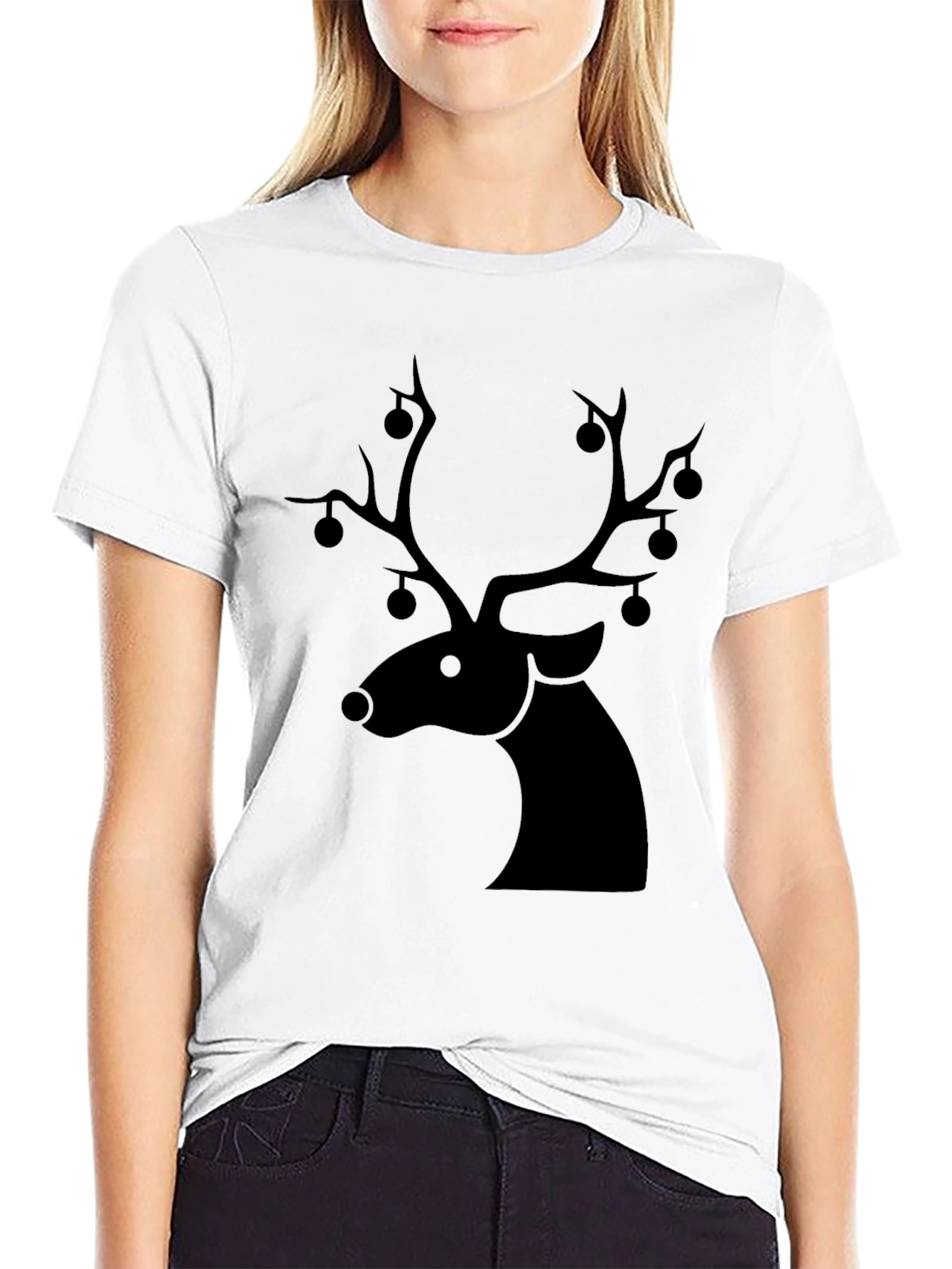 Black Festive Deer Graphic Tee view 9