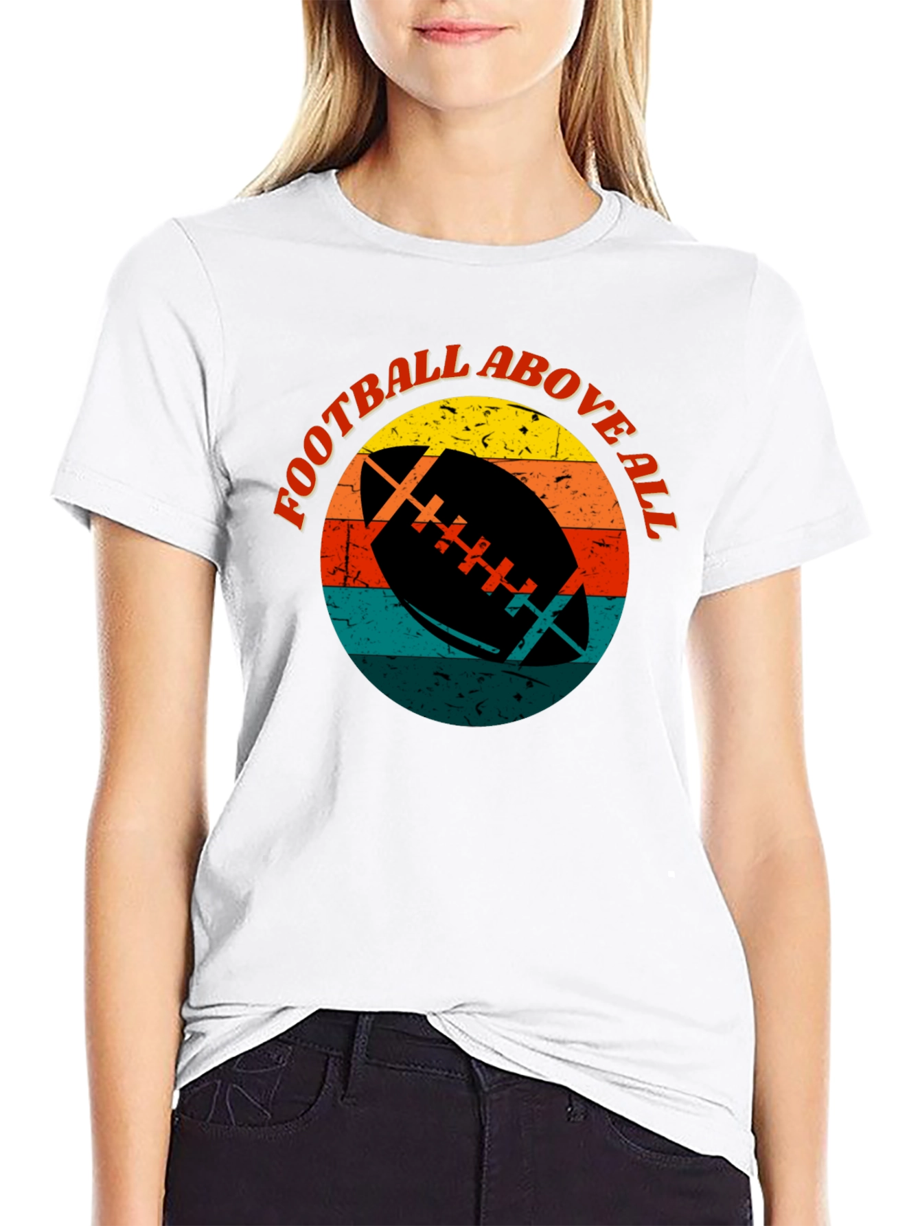 Black Football Above All Retro Graphic T-Shirt view 9