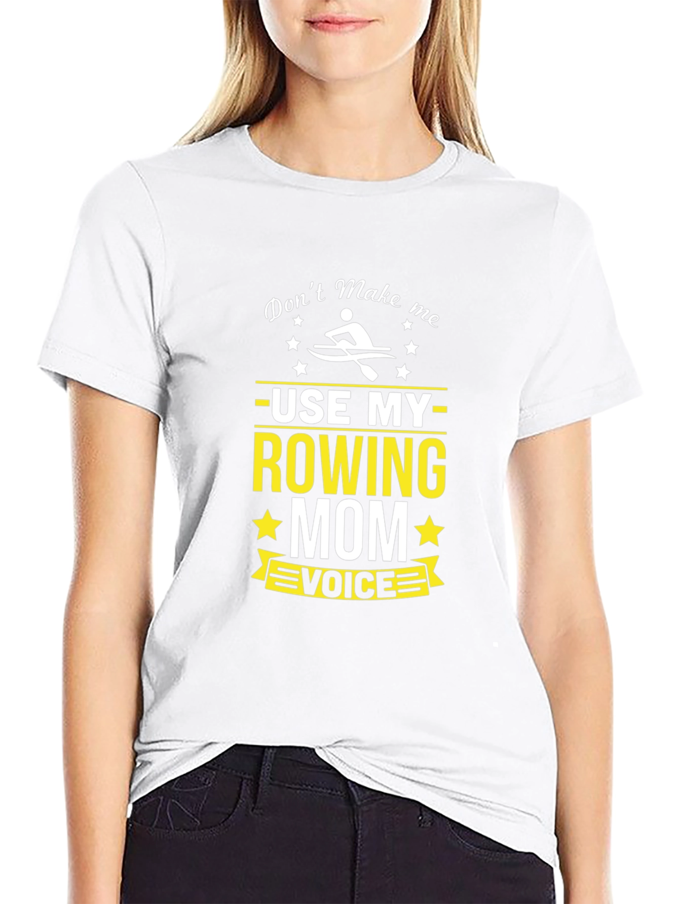 Black Rowing Mom Voice T-Shirt - Black Crew Neck view 9
