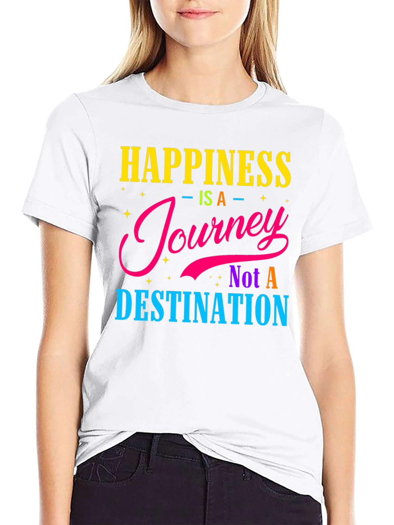 Black Happiness Journey Graphic T-Shirt view 9