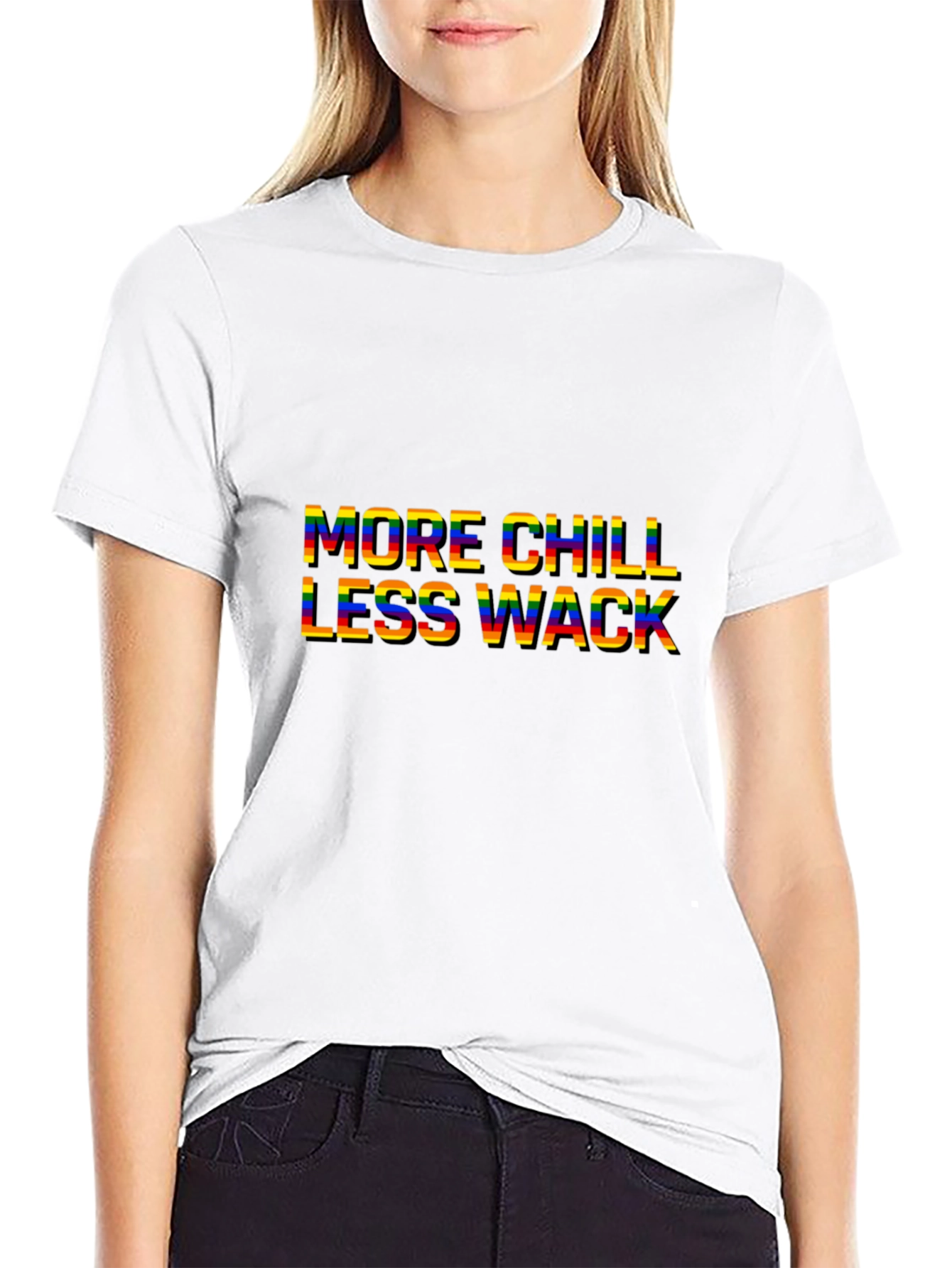 Black More Chill Less Wack Graphic Tee view 9